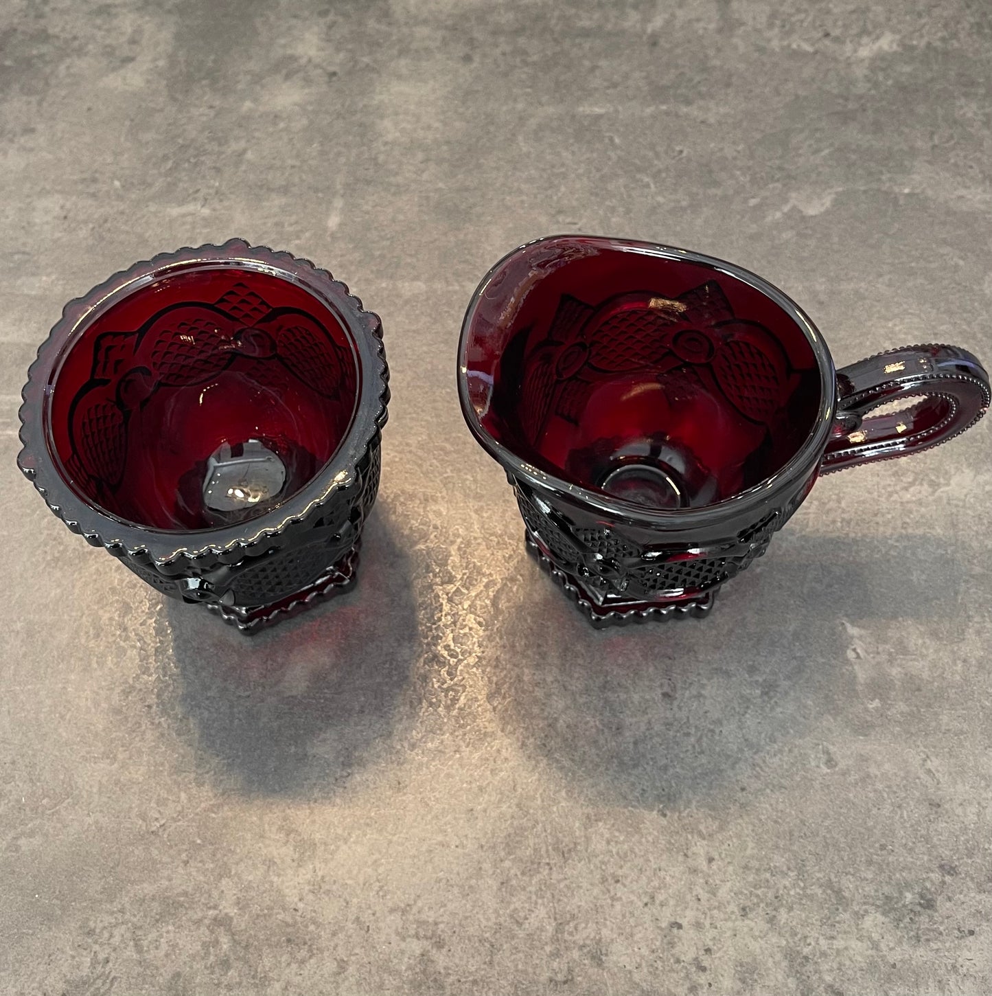Avon Ruby Red Sugar and Creamer Set
