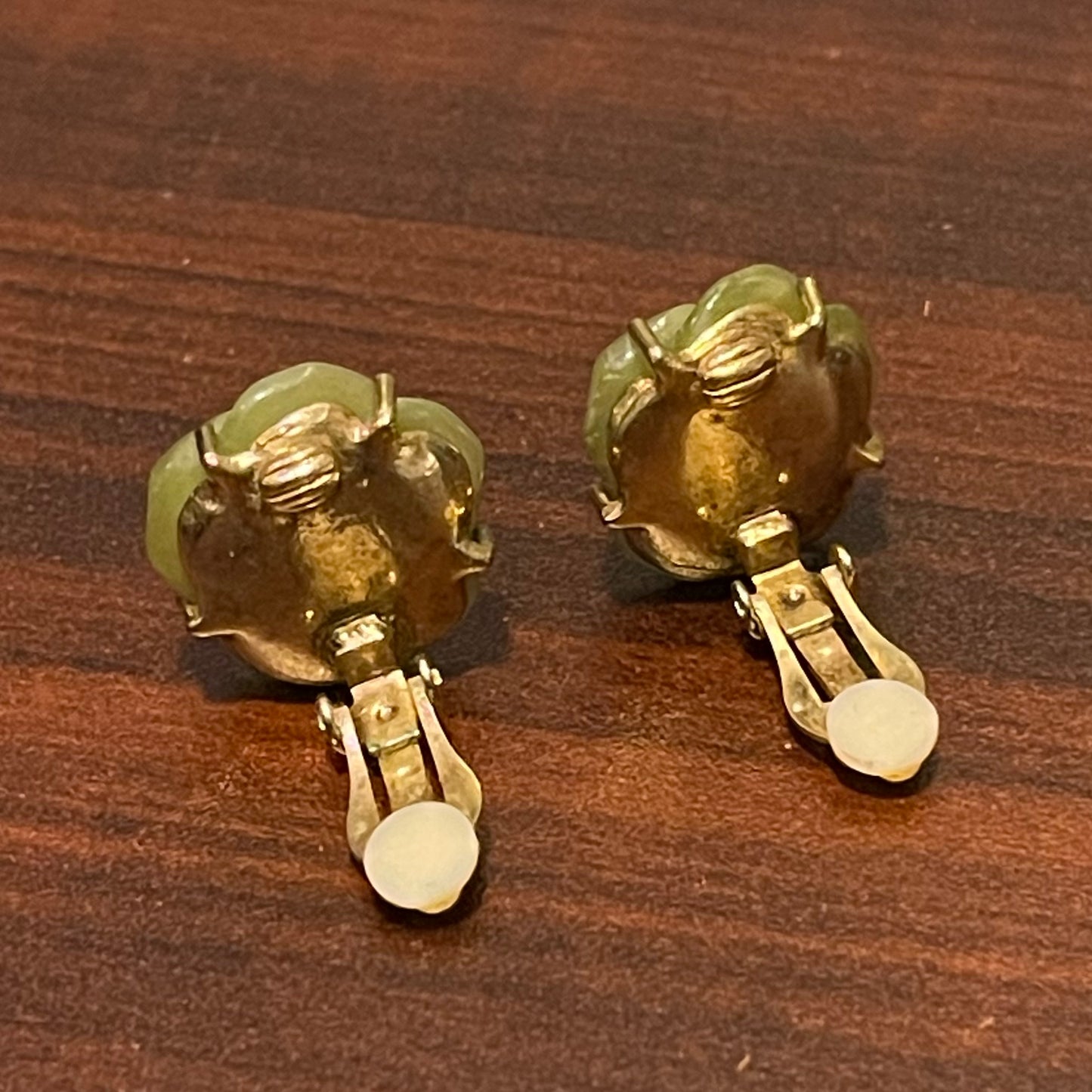 Carved Rose Clip On Earrings