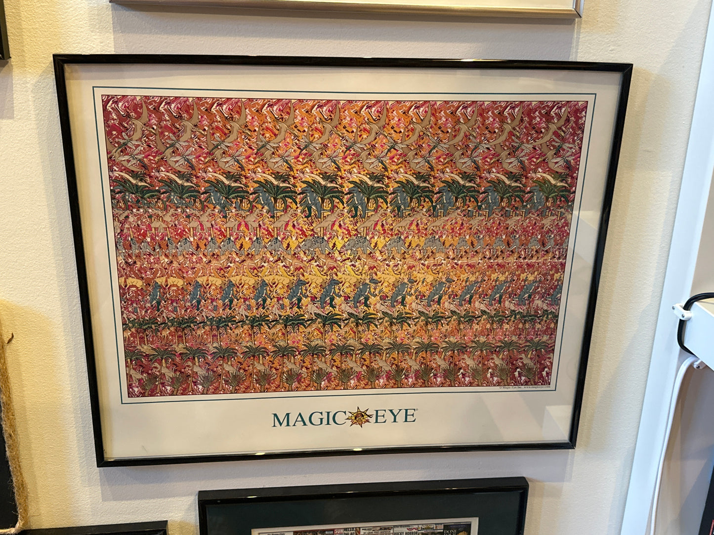 Framed Magic Eye Dinosaur Poster