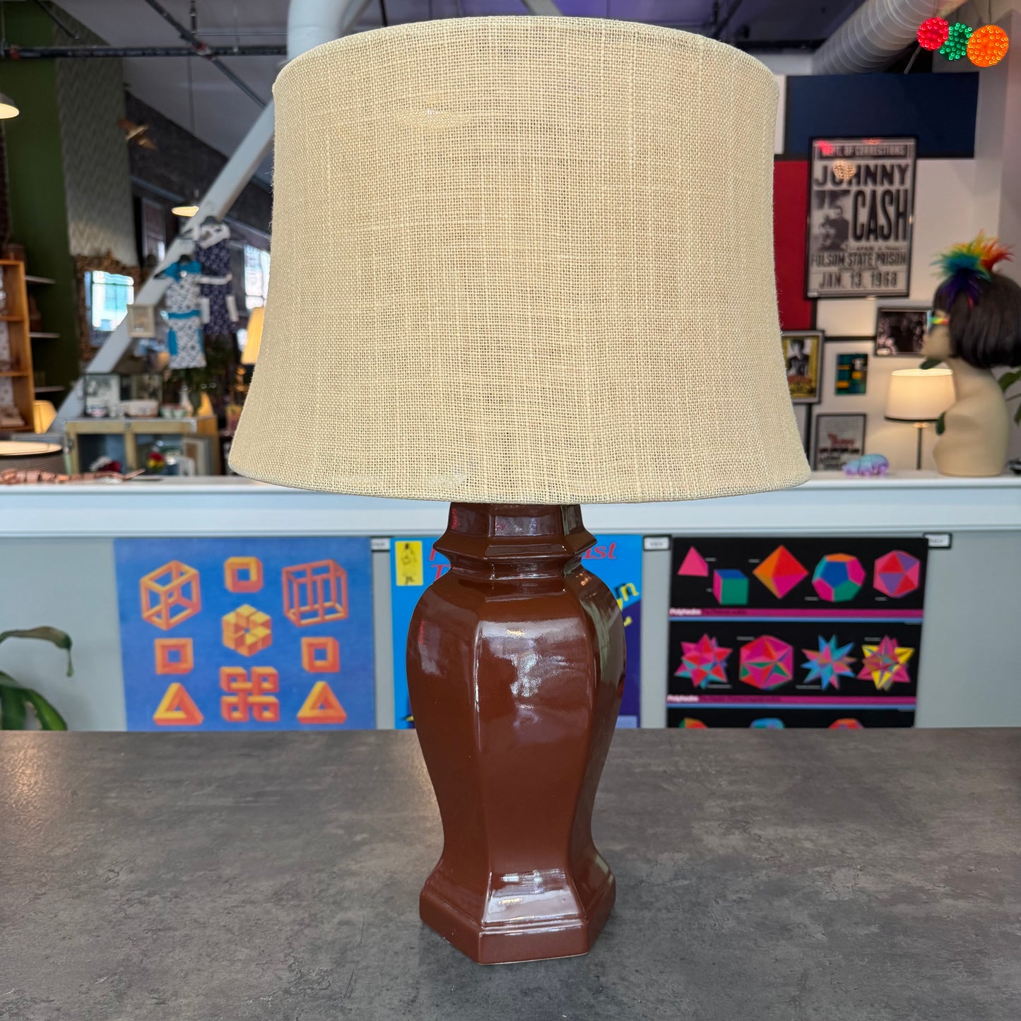 Brown Glazed Ginger Jar Lamp