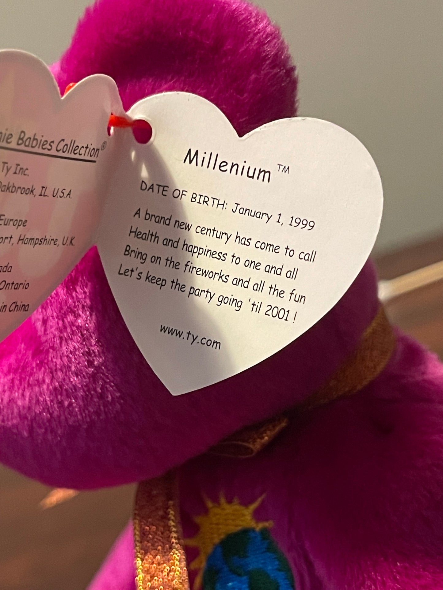 Millennium Beanie Baby 1st Edition Tags with Errors