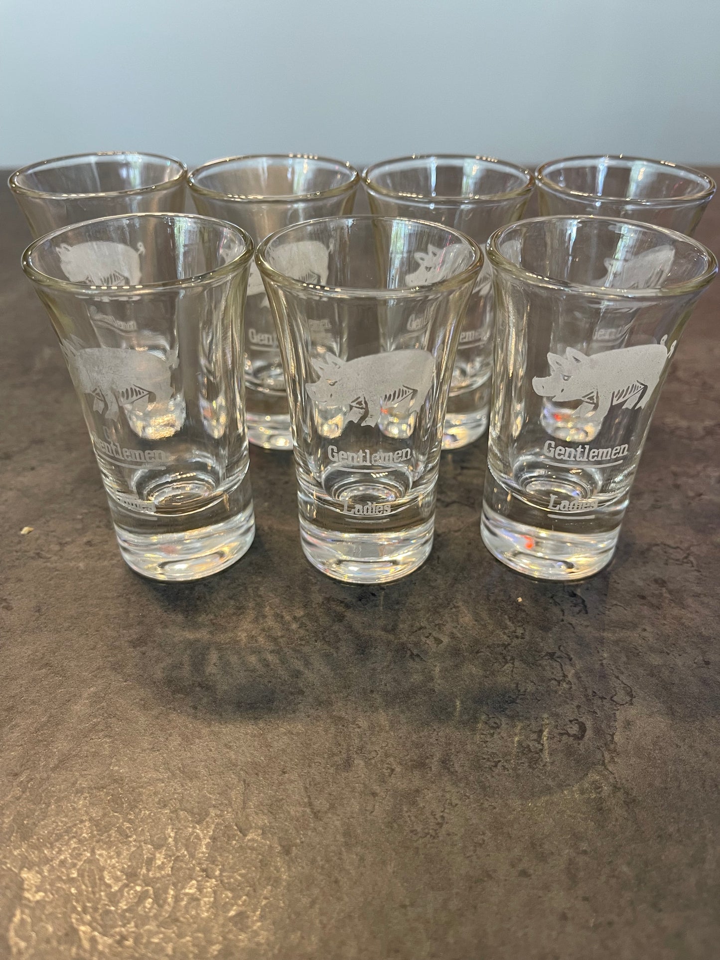 Set of 7 Pig Shot Glasses