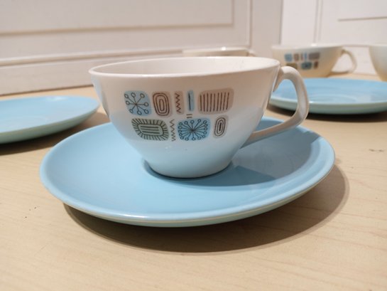 Temporama Mid Century Cups And Saucers Set of 4