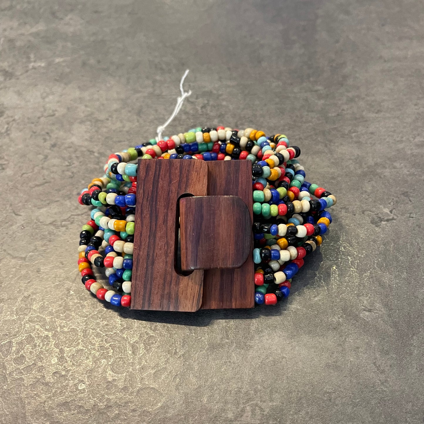 Wood Buckle Beaded Bracelet