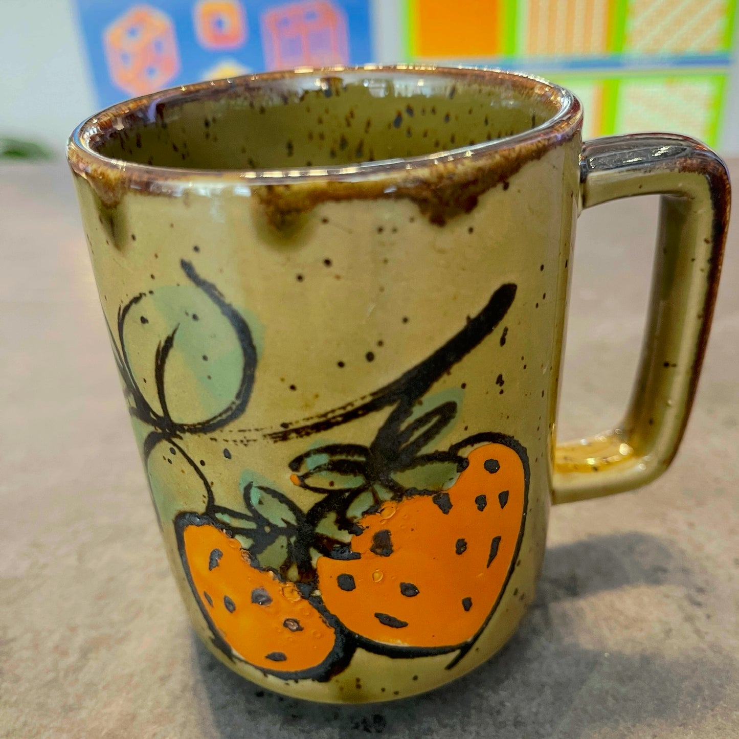 Japanese Stoneware Strawberry Mug