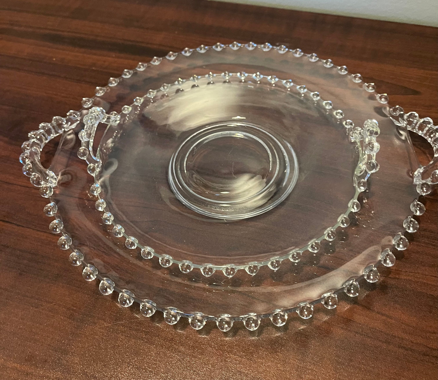 Set of 2 Candlewick Clear Glass Platters