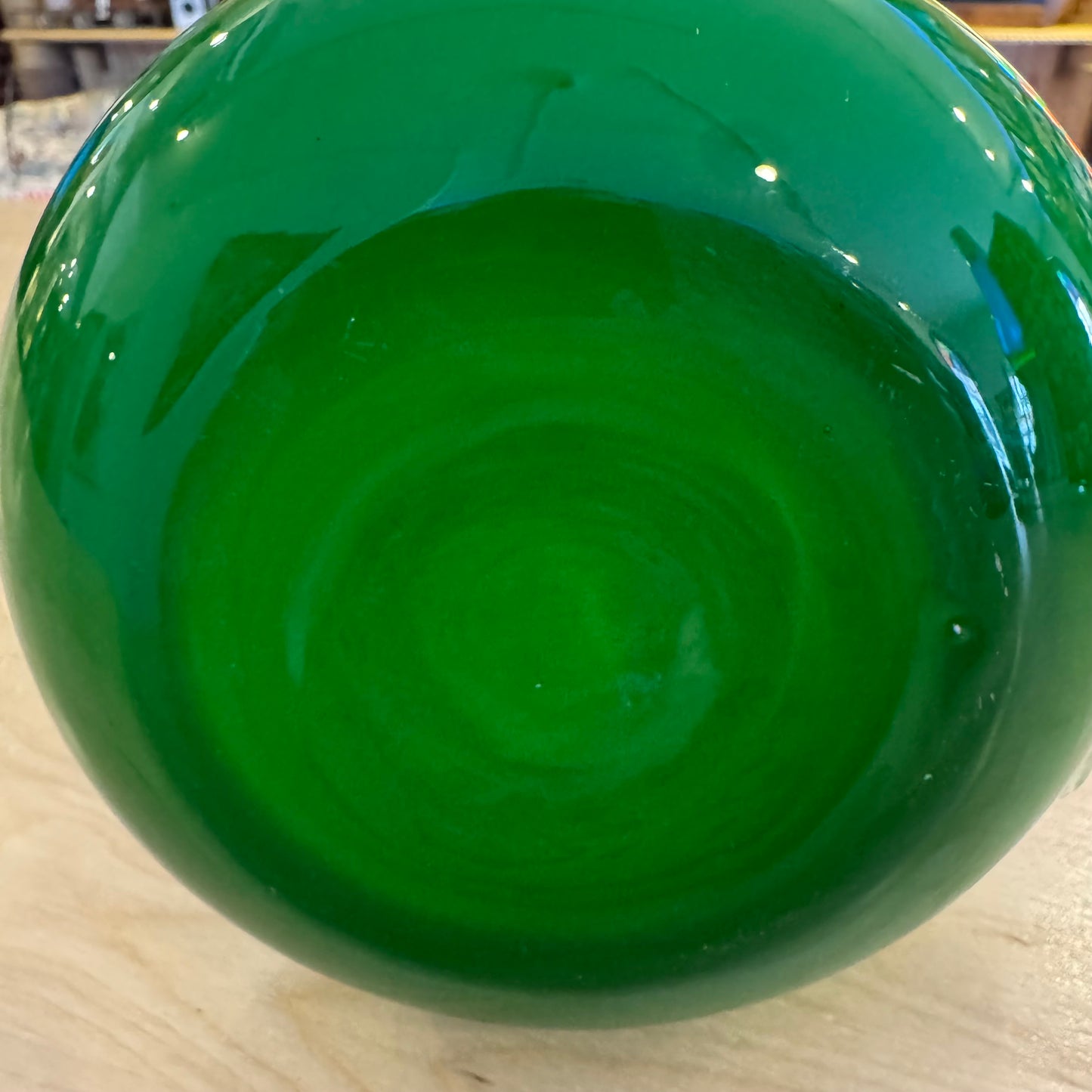 Vintage 1960s Green Cased Glass Pitcher - Mid-Century Blown Art Glass (9" x 7")