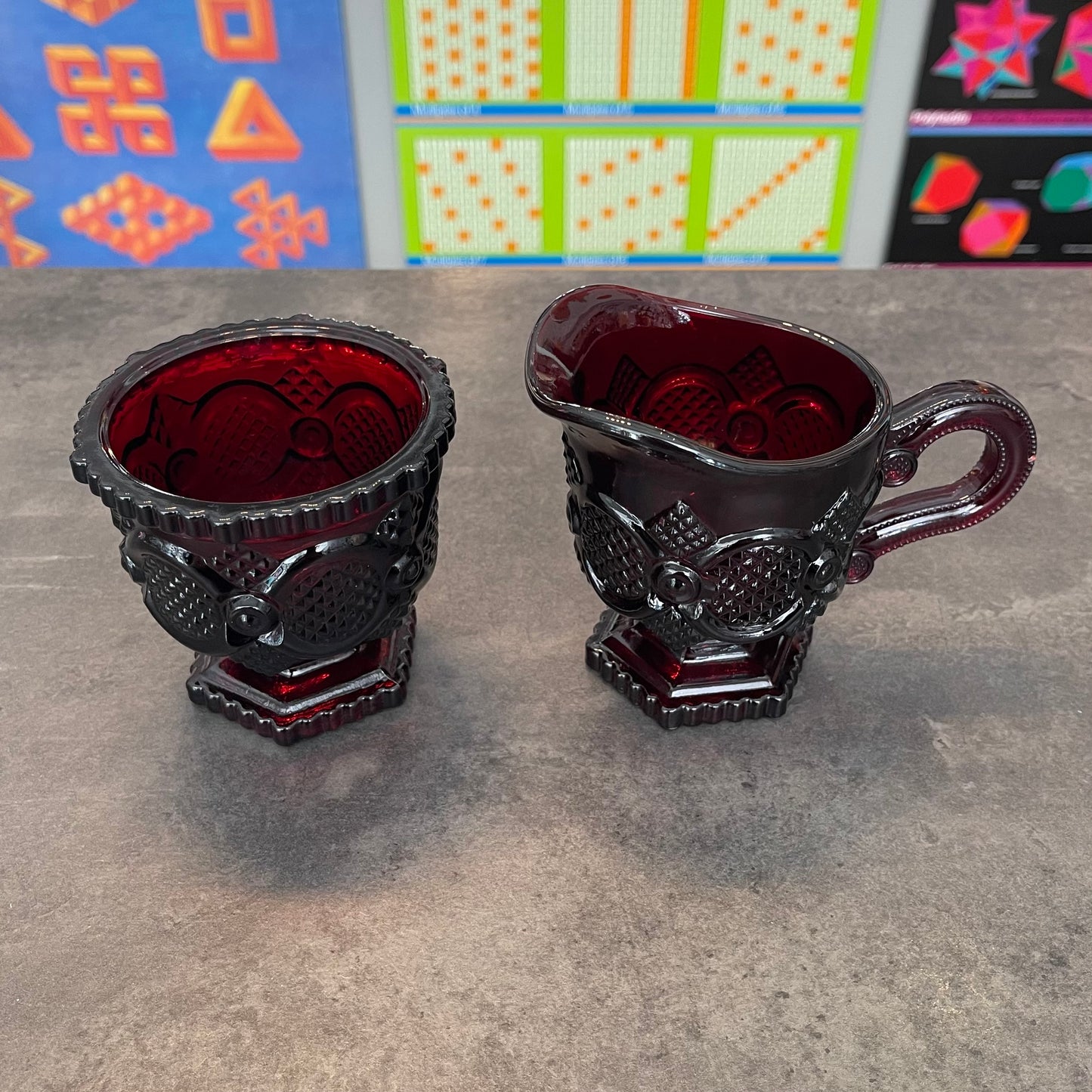 Avon Ruby Red Sugar and Creamer Set