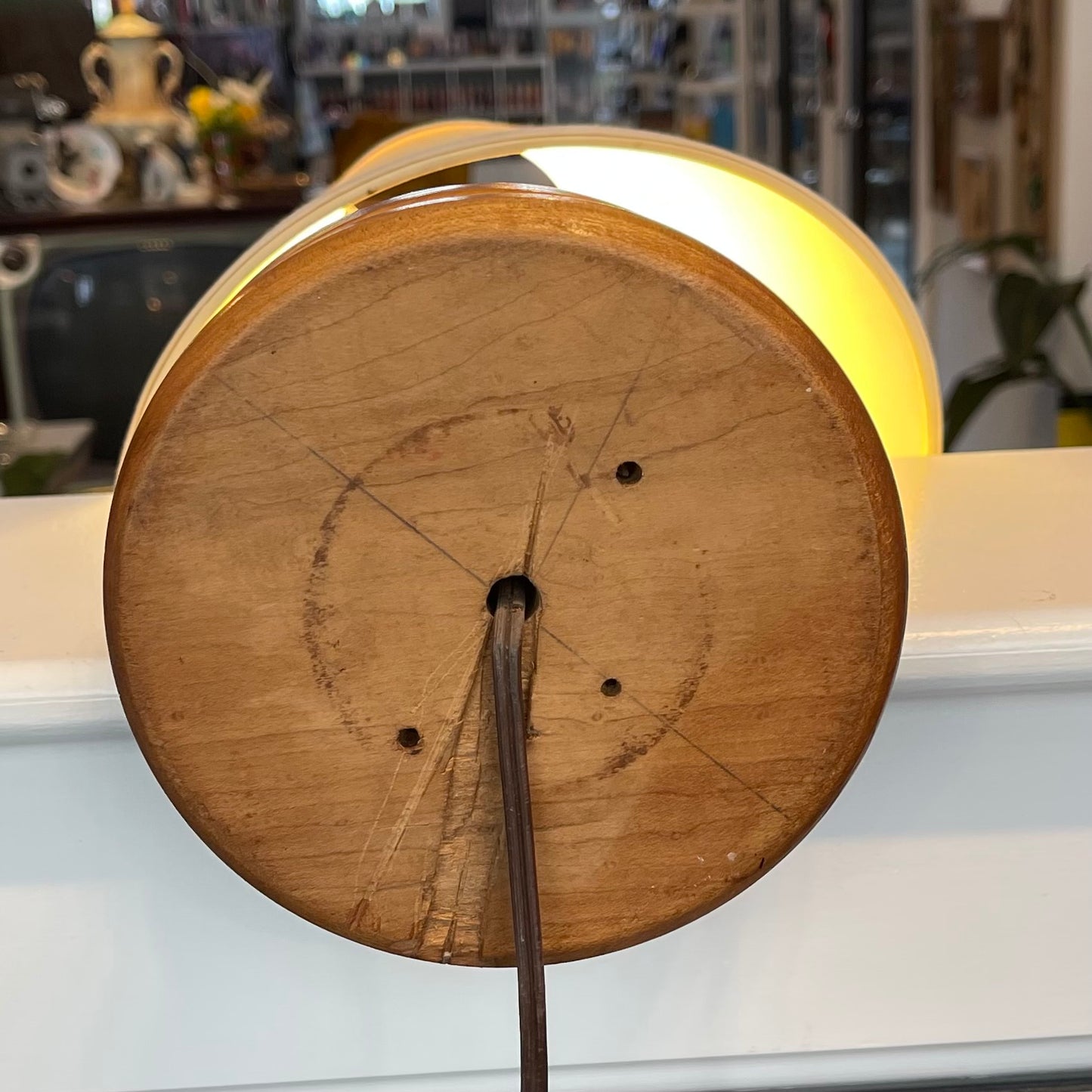 Hand Turned Wooden Lamp with Shade
