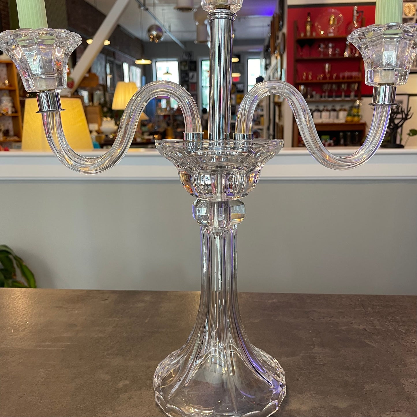 Glass and Chrome Candelabra