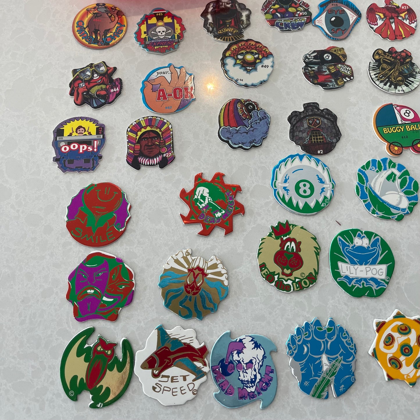 Set of 45 Die Cut Milk Caps/Pogs