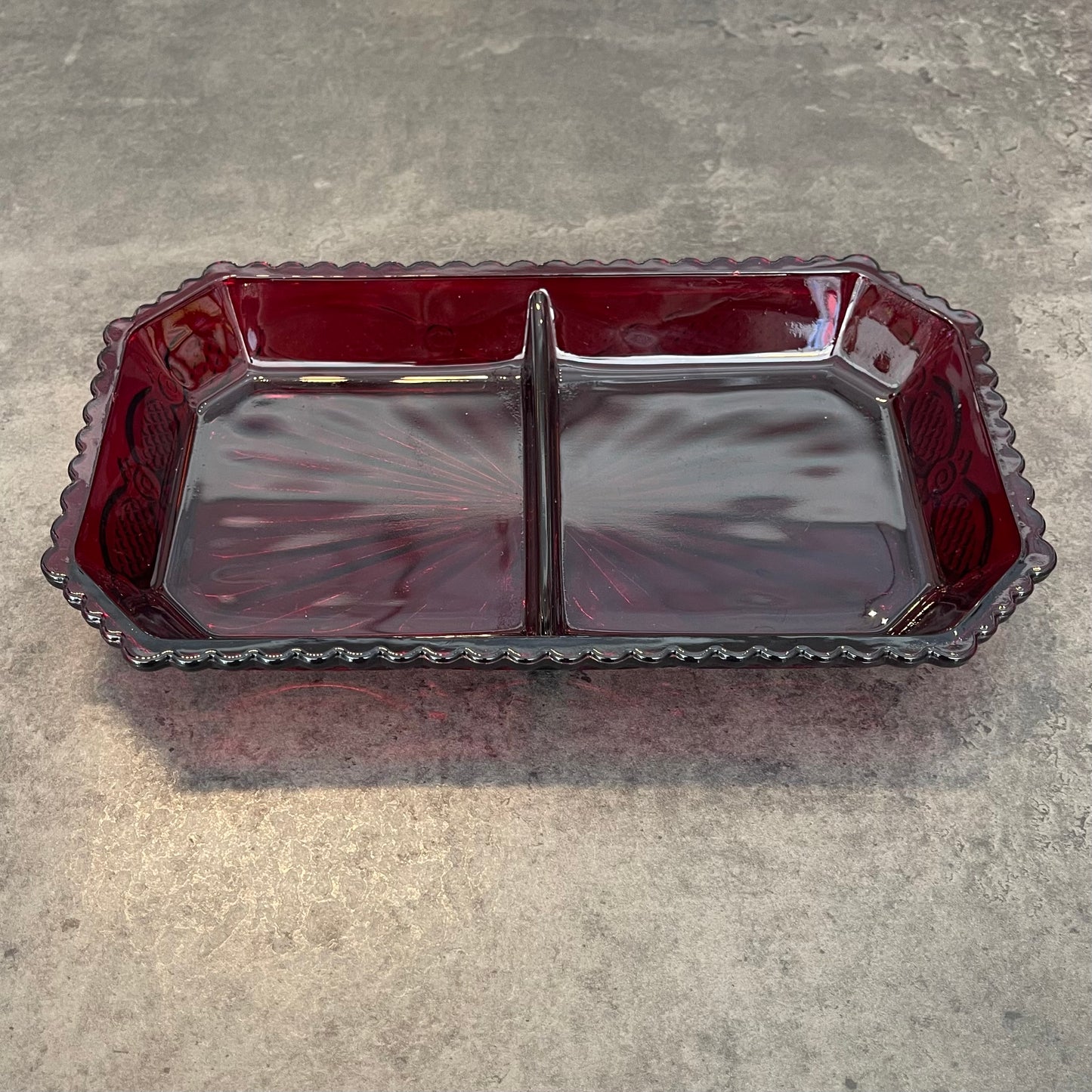 Avon Ruby Red Divided Relish Dish