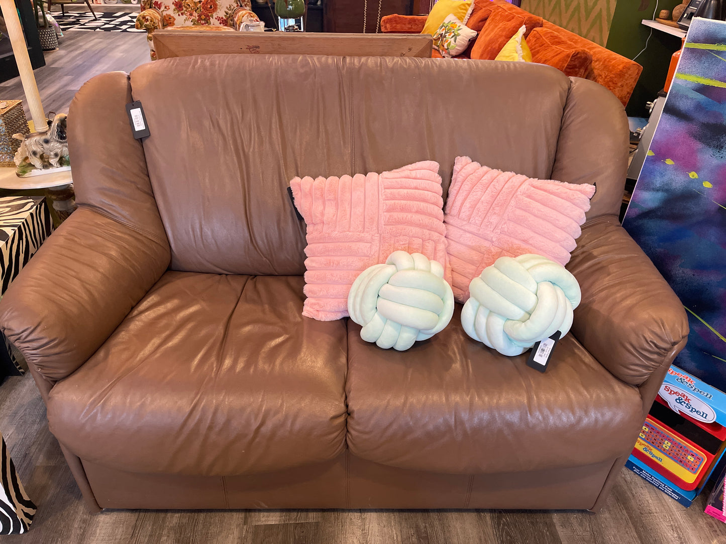 Brown Leather Loveseat