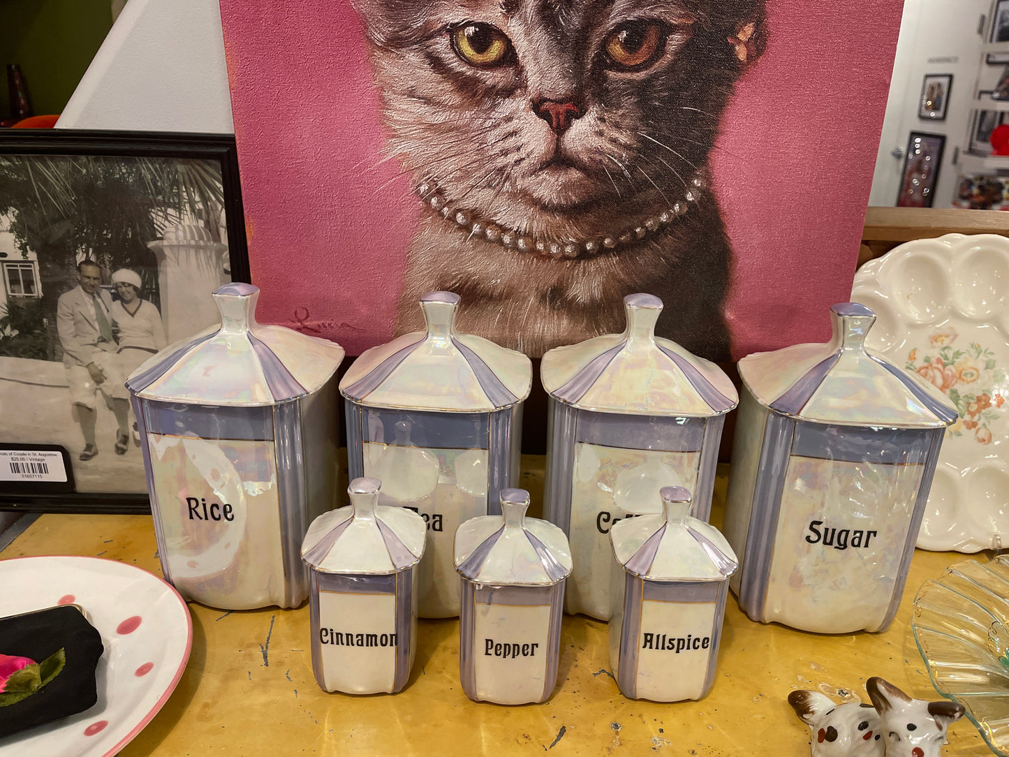 German Lusterware Cannister Set of 7
