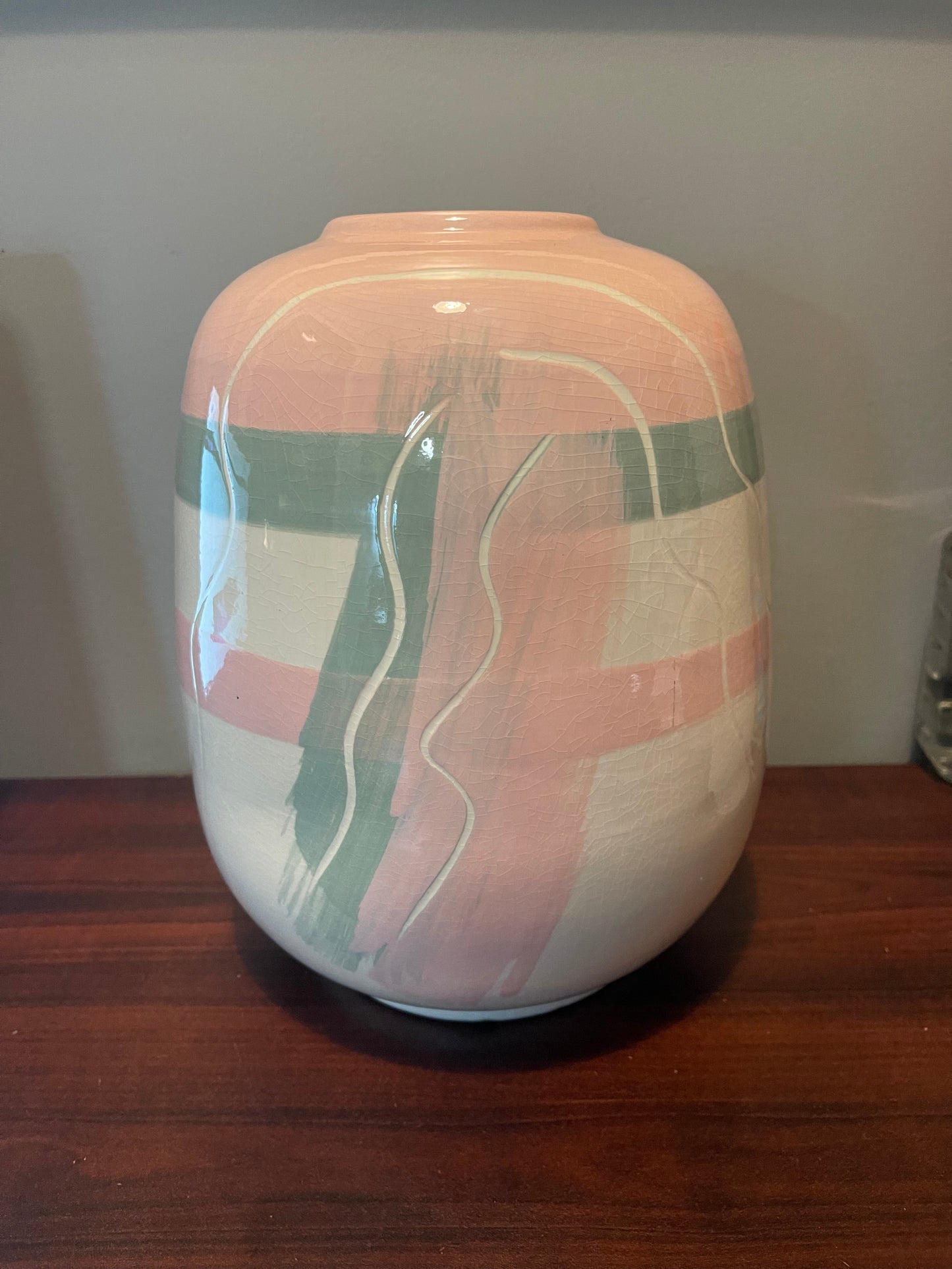 Pink and Green Ceramic Vase