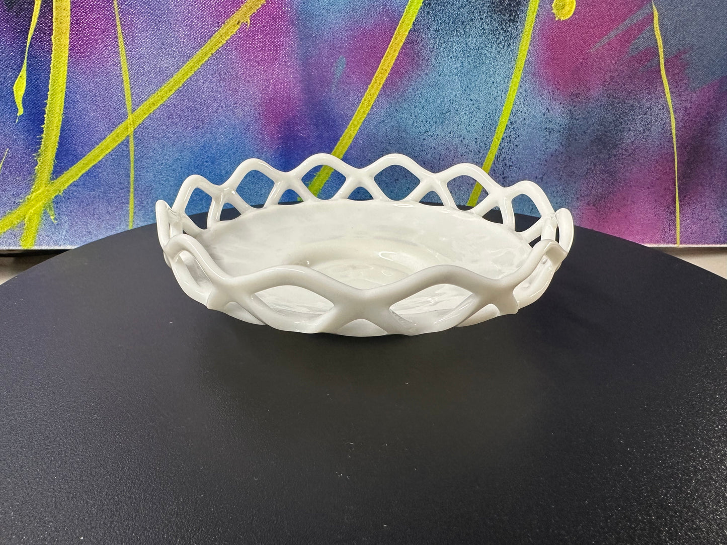 Milk Glass Lattice Dish