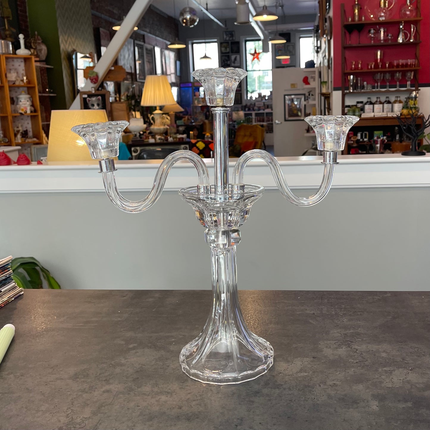 Glass and Chrome Candelabra