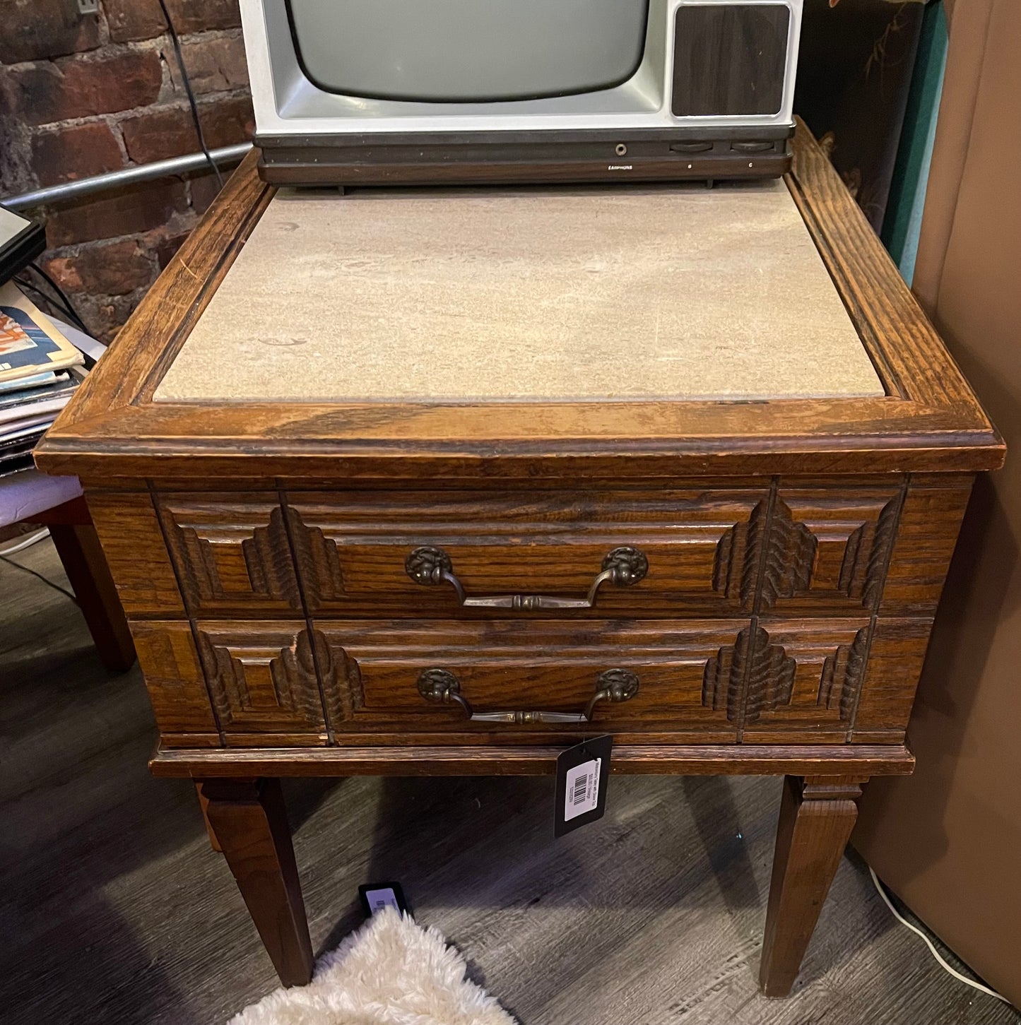 Midcentury Table with Stone Top