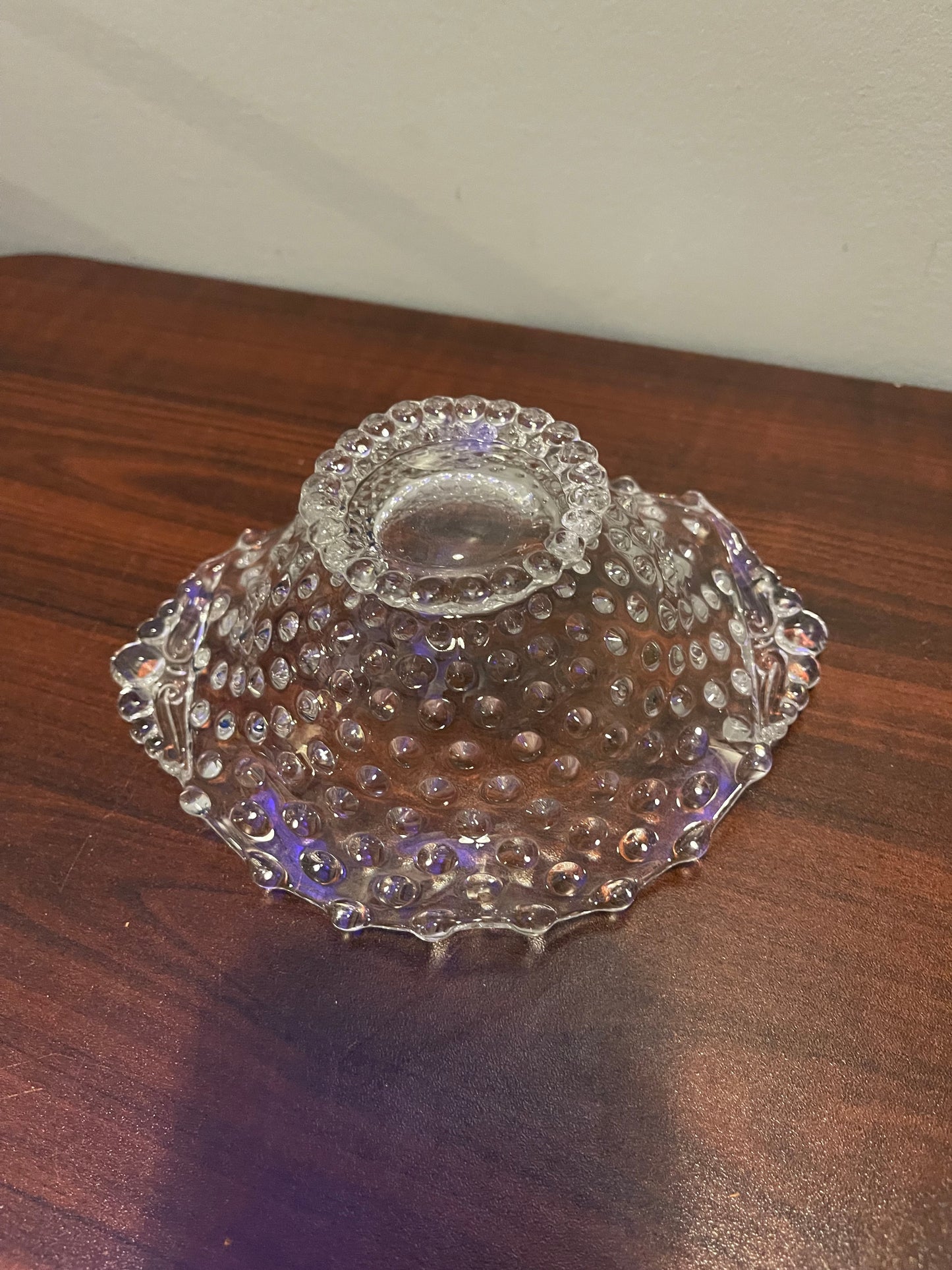 Duncan Miller Glass Ruffled Hobnail Candy Dish