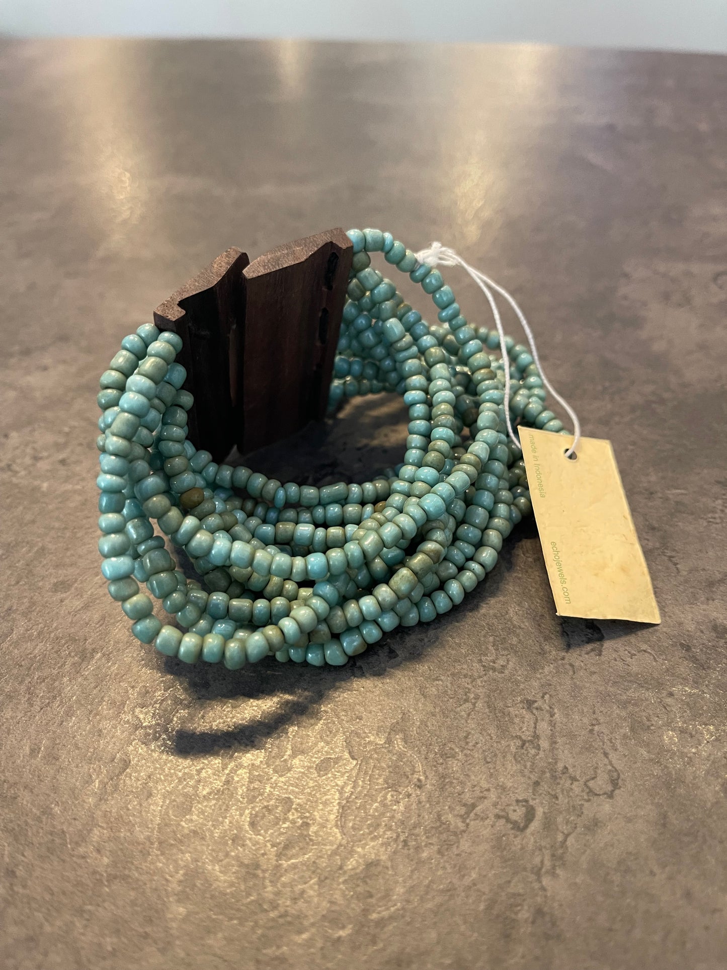Wood Buckle Beaded Bracelet