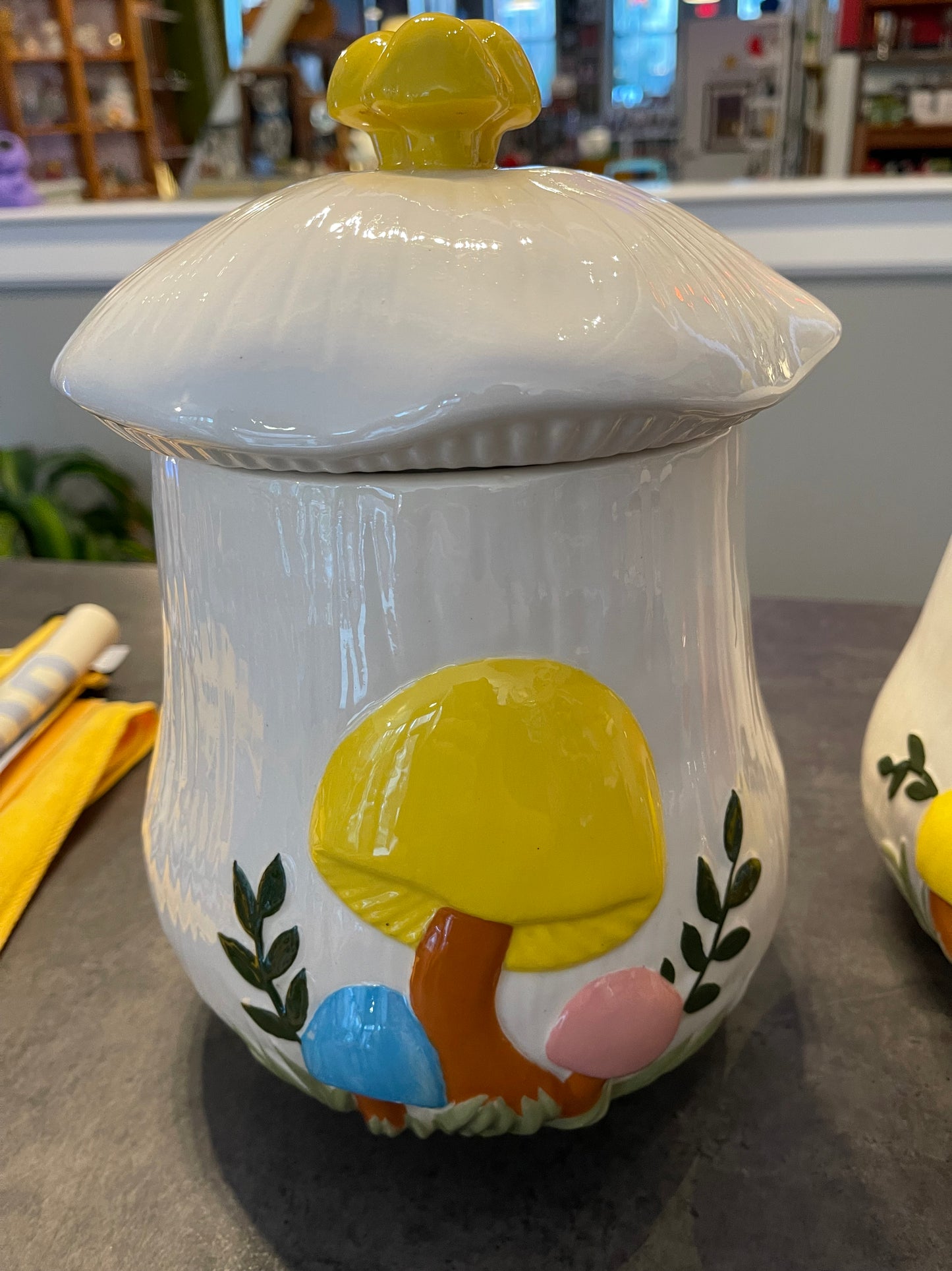 Set of 3 Arnel’s Ceramic Mushroom Canisters
