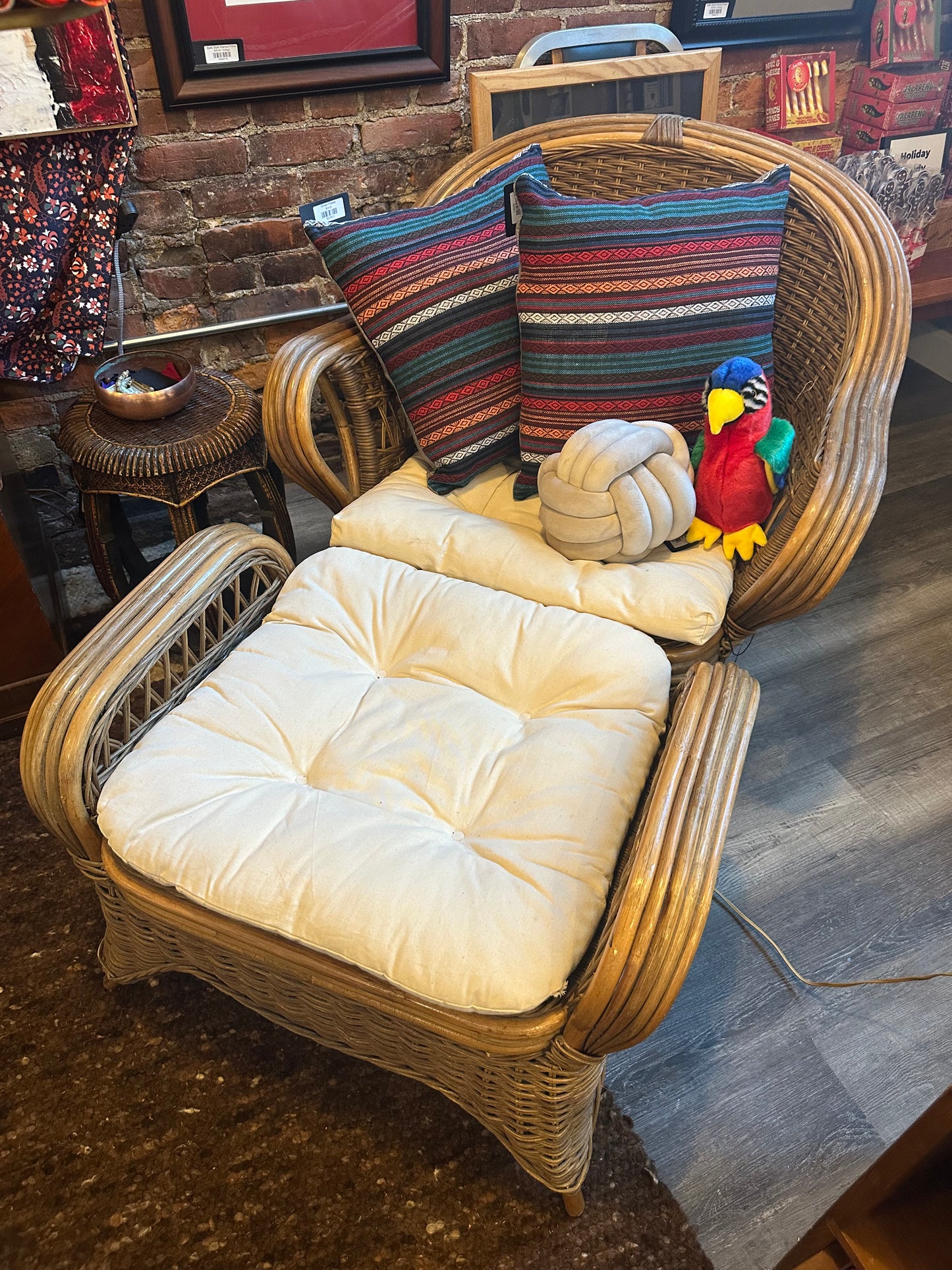 Rattan Chair and Ottoman