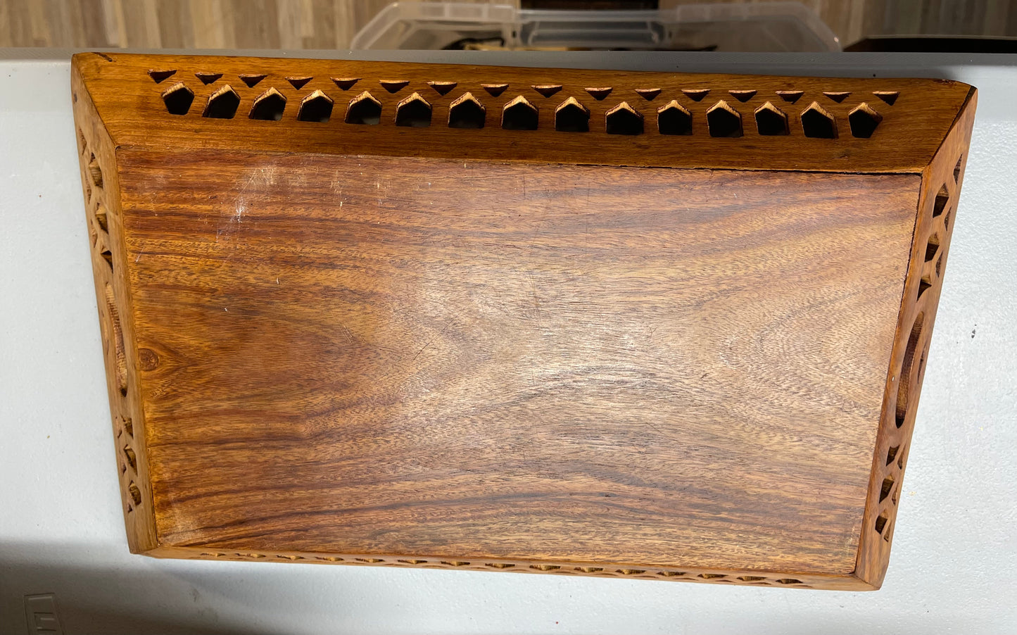 Brass Inlaid Carved Tray