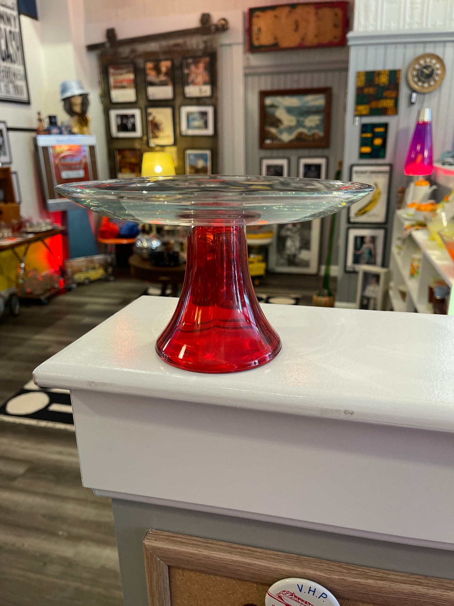 Red Glass Cake Stand