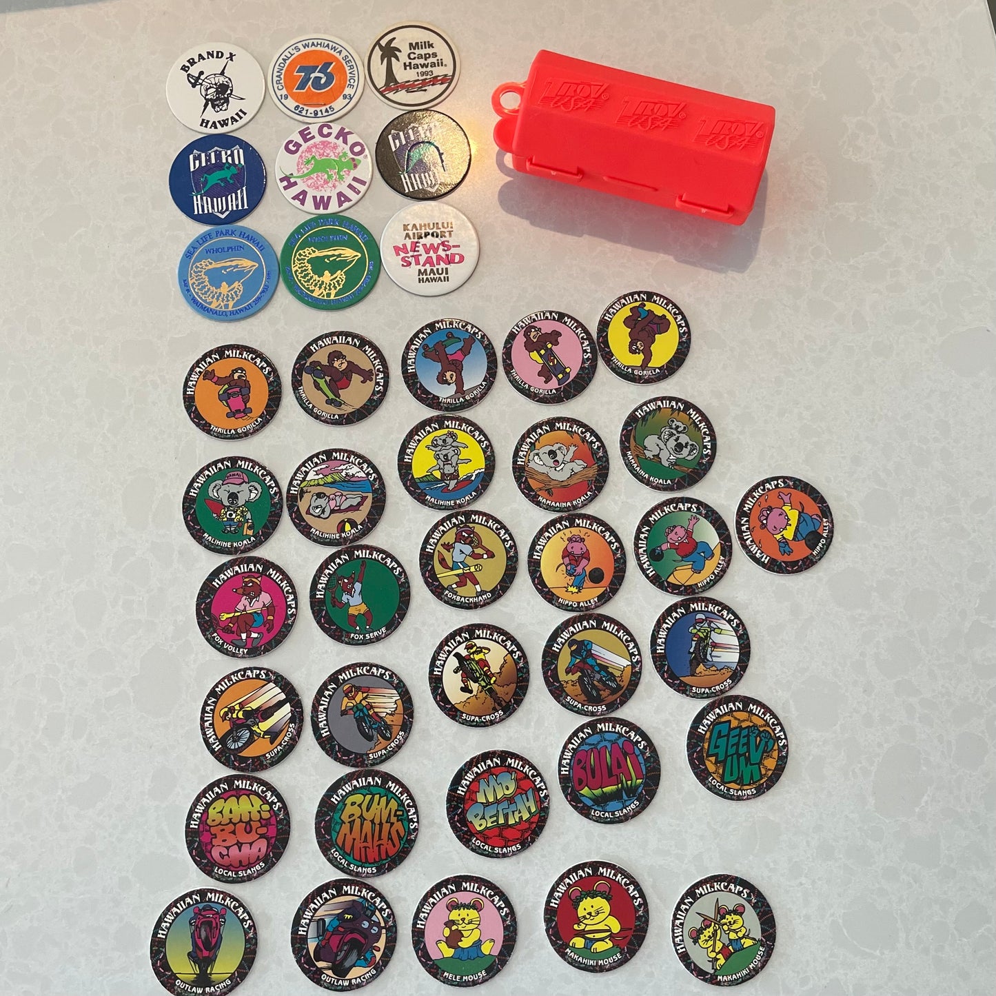 Set of 40 Hawaiian Milkcaps/Pogs