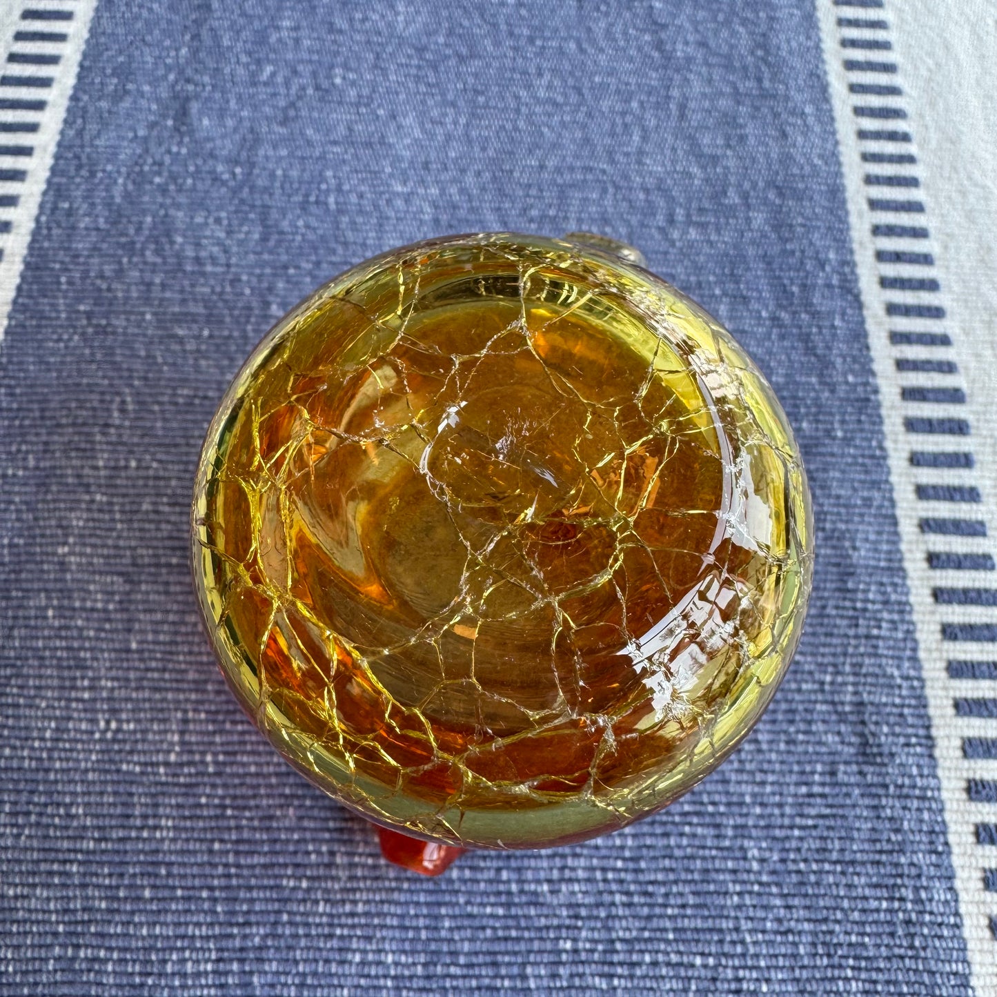 Hand-Blown Red & Yellow Amberina Crackled Glass Creamer