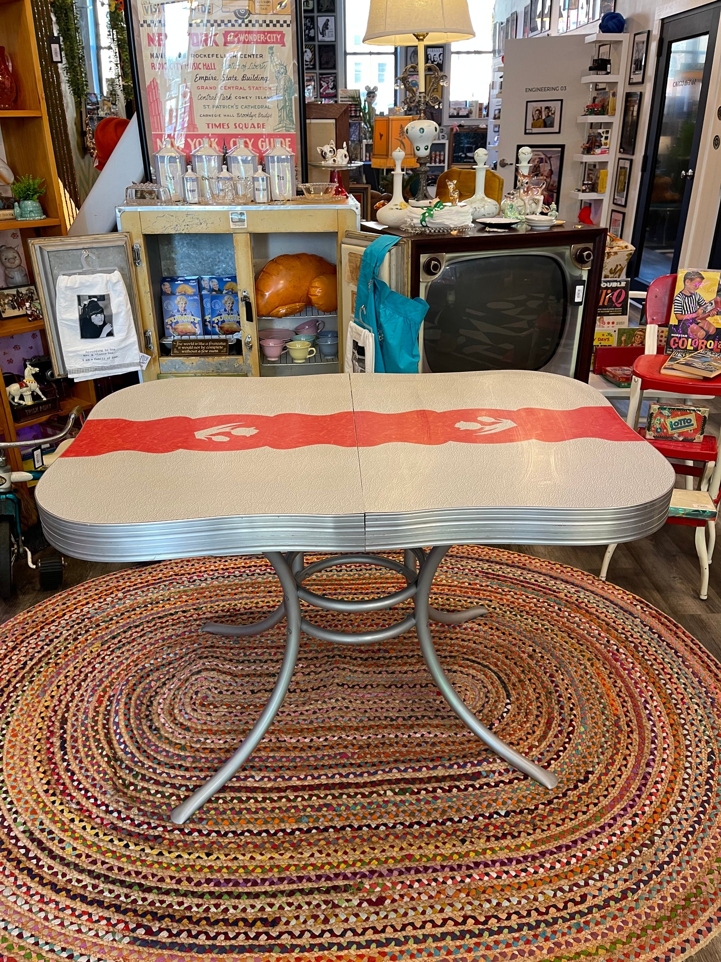 Red Stripe Formica Kitchen Table