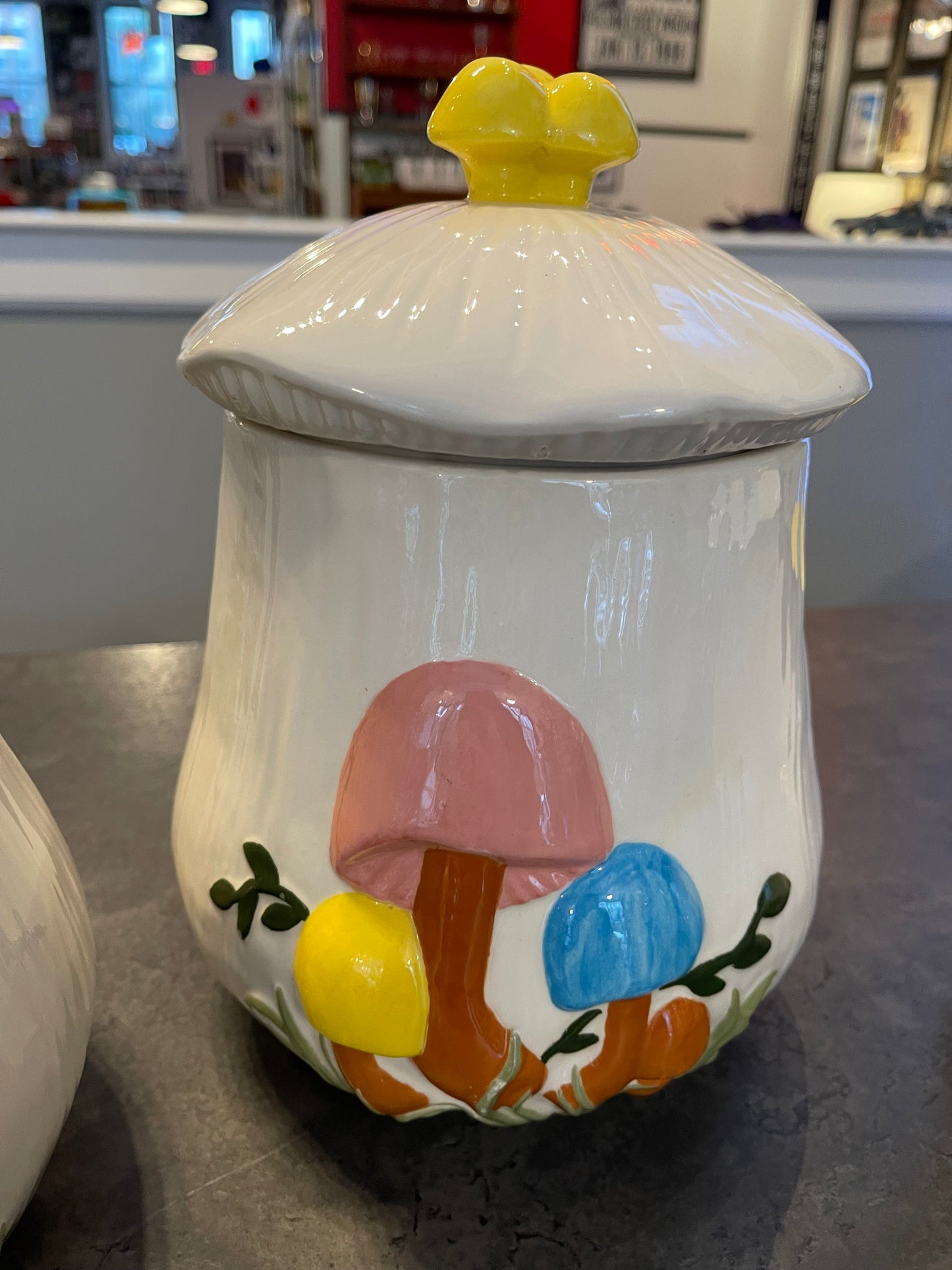 Set of 3 Arnel’s Ceramic Mushroom Canisters