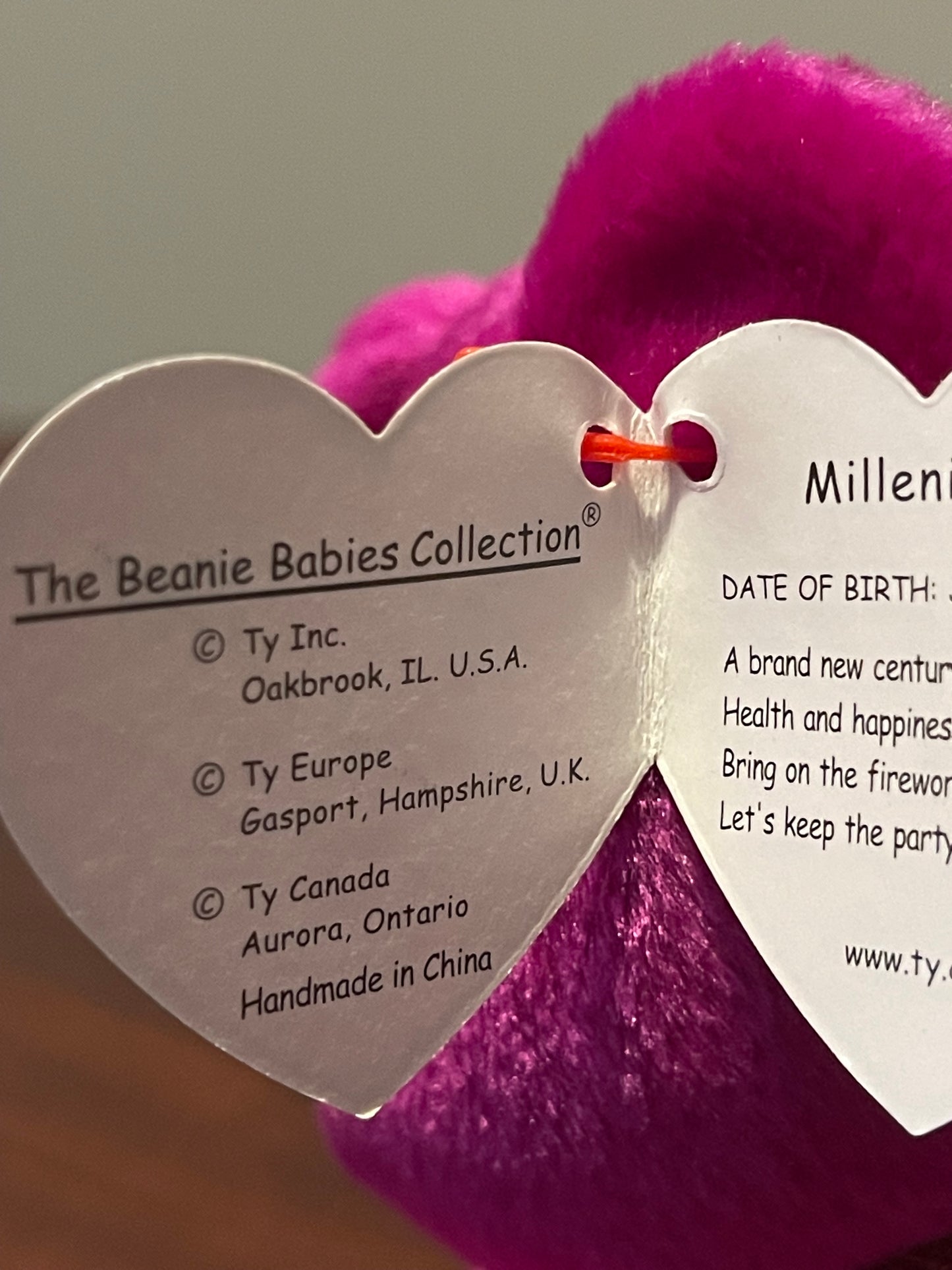 Millennium Beanie Baby 1st Edition Tags with Errors