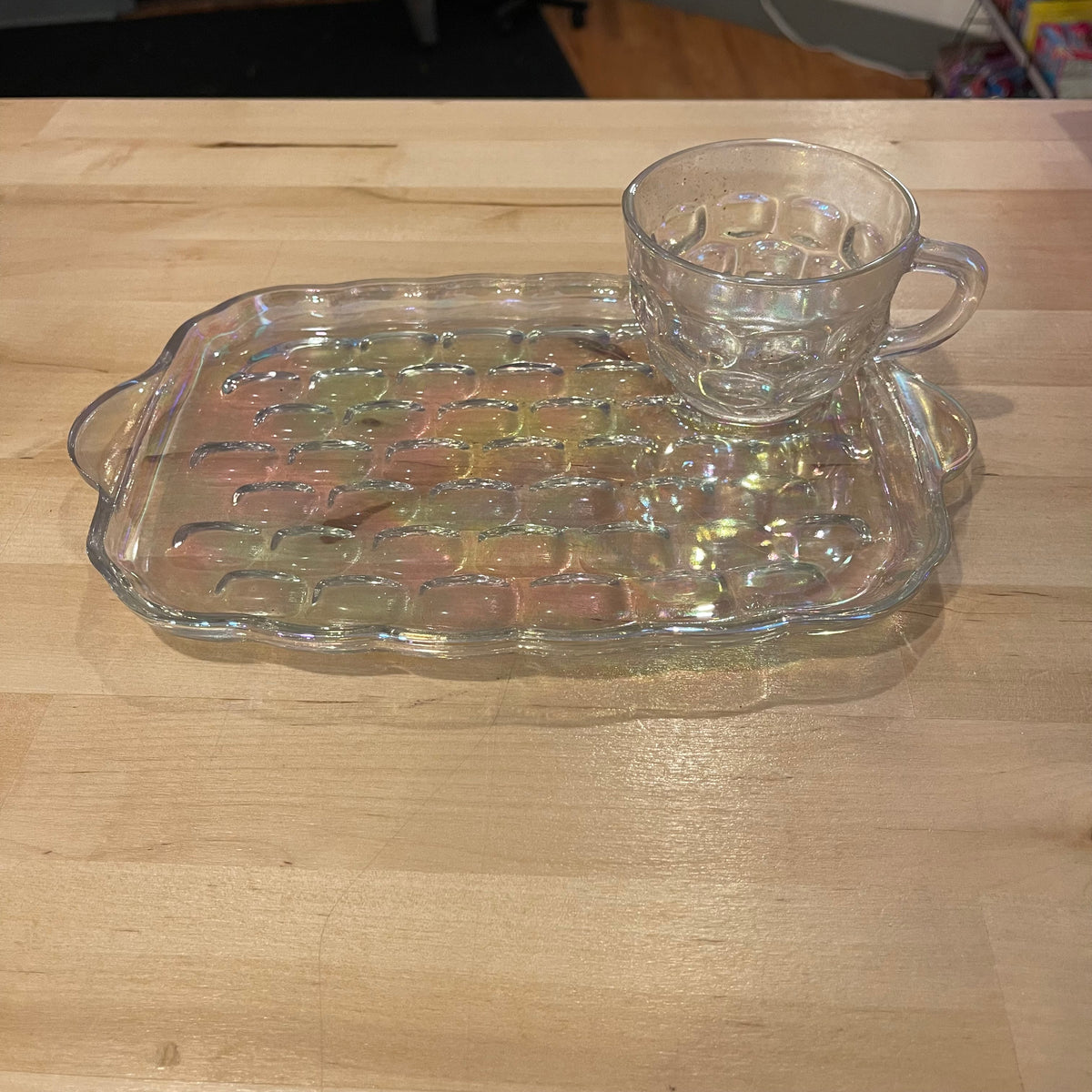 Federal Glass Iridescent Snack Set