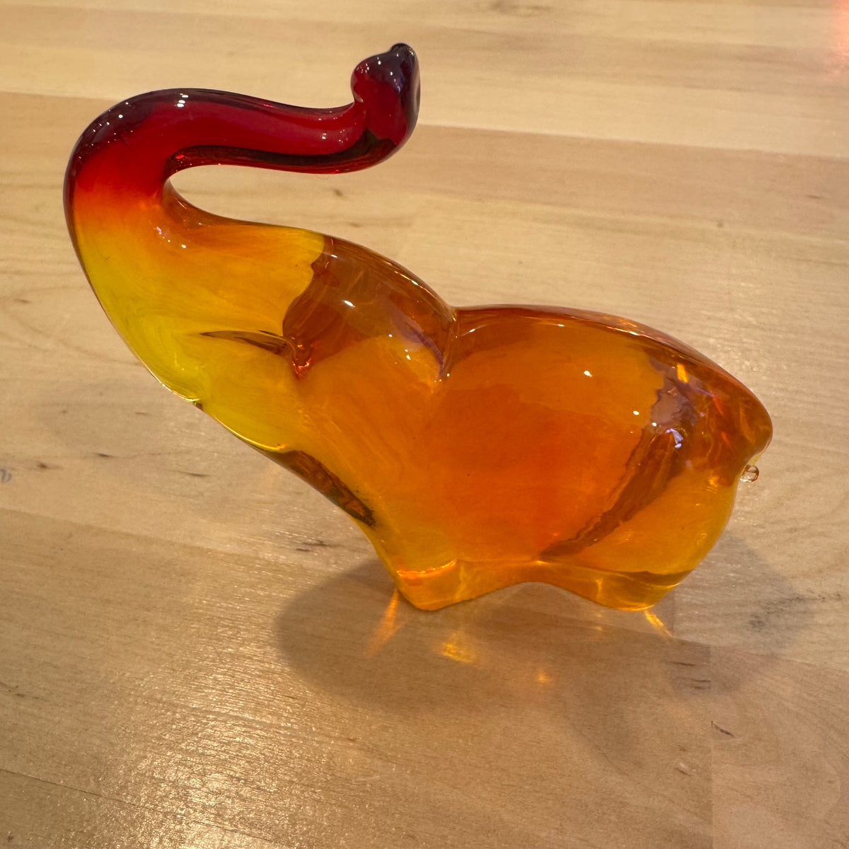 Orange and Red Glass Elephant