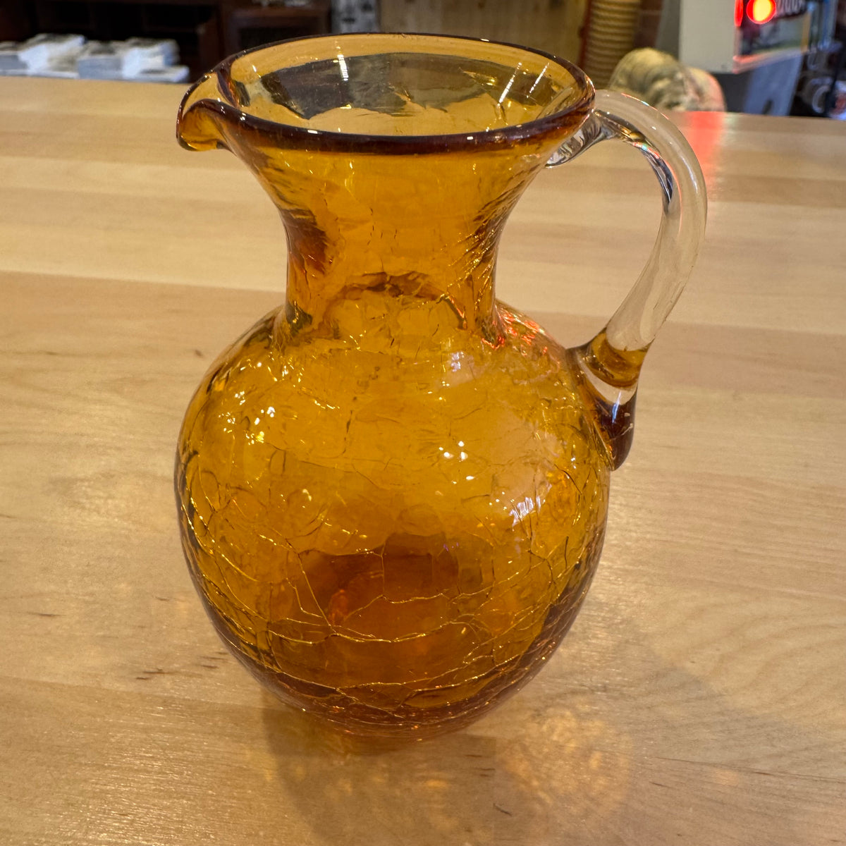 Amber Crackled Glass Creamer