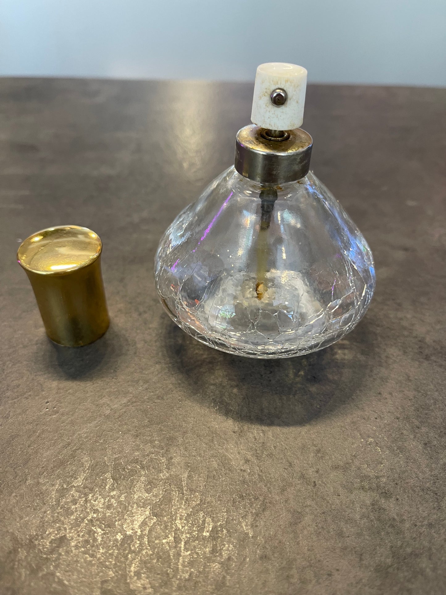 Crackle Glass Perfume Bottle