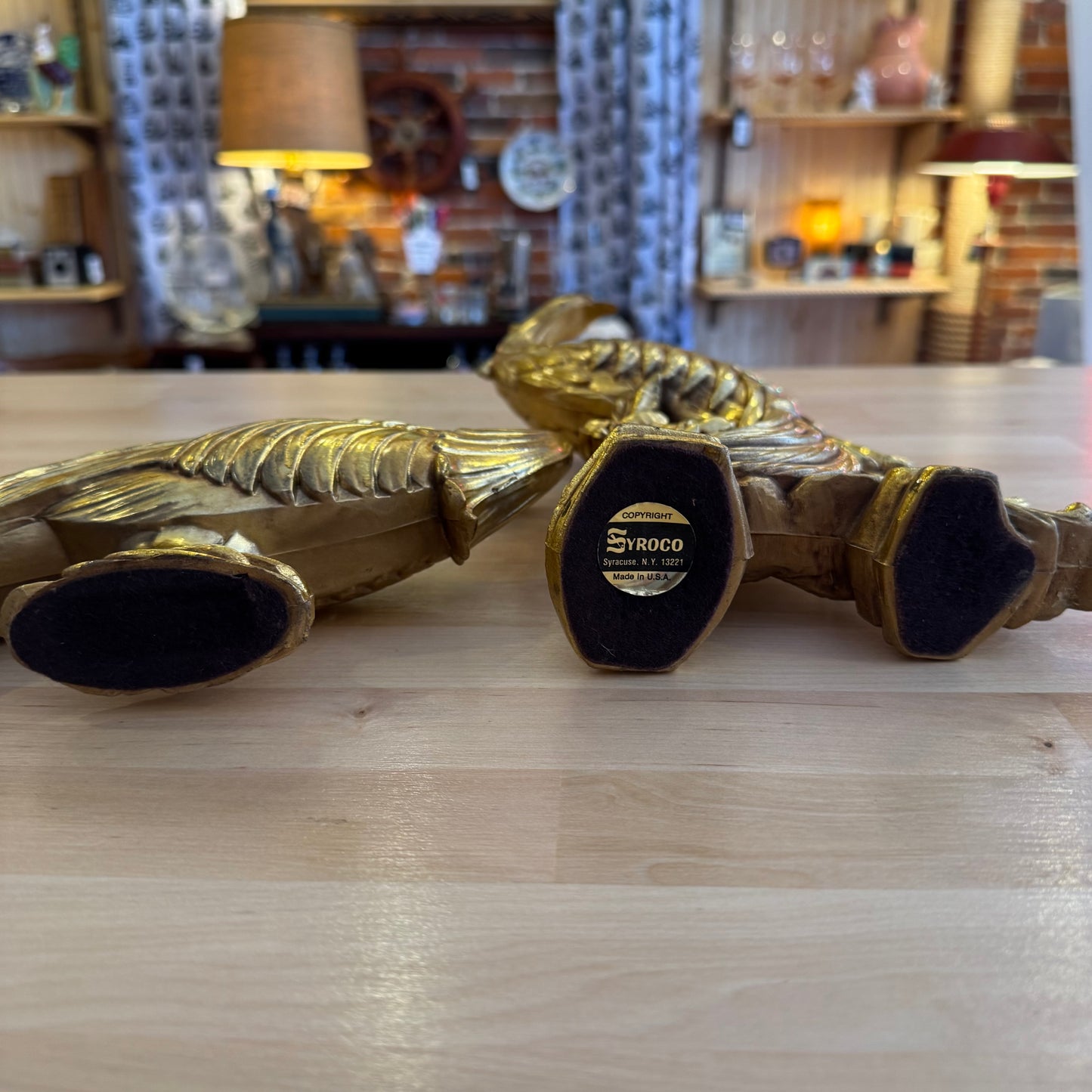 Pair of Syroco Gold Peacocks