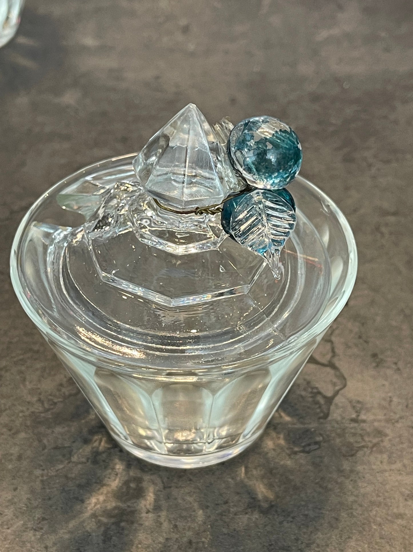 Set of 3 Cut Glass Jelly Jars