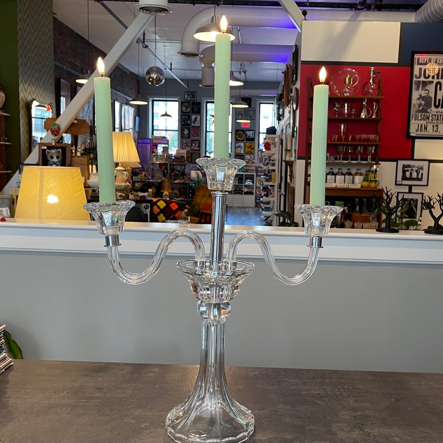 Glass and Chrome Candelabra