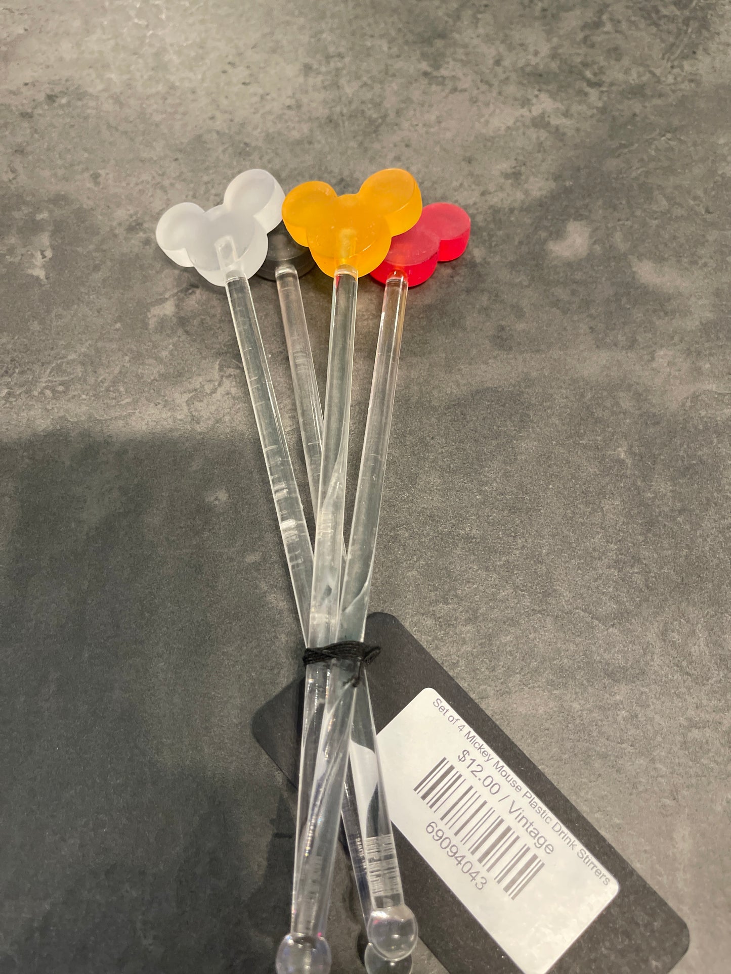 Set of 4 Mickey Mouse Plastic Drink Stirrers