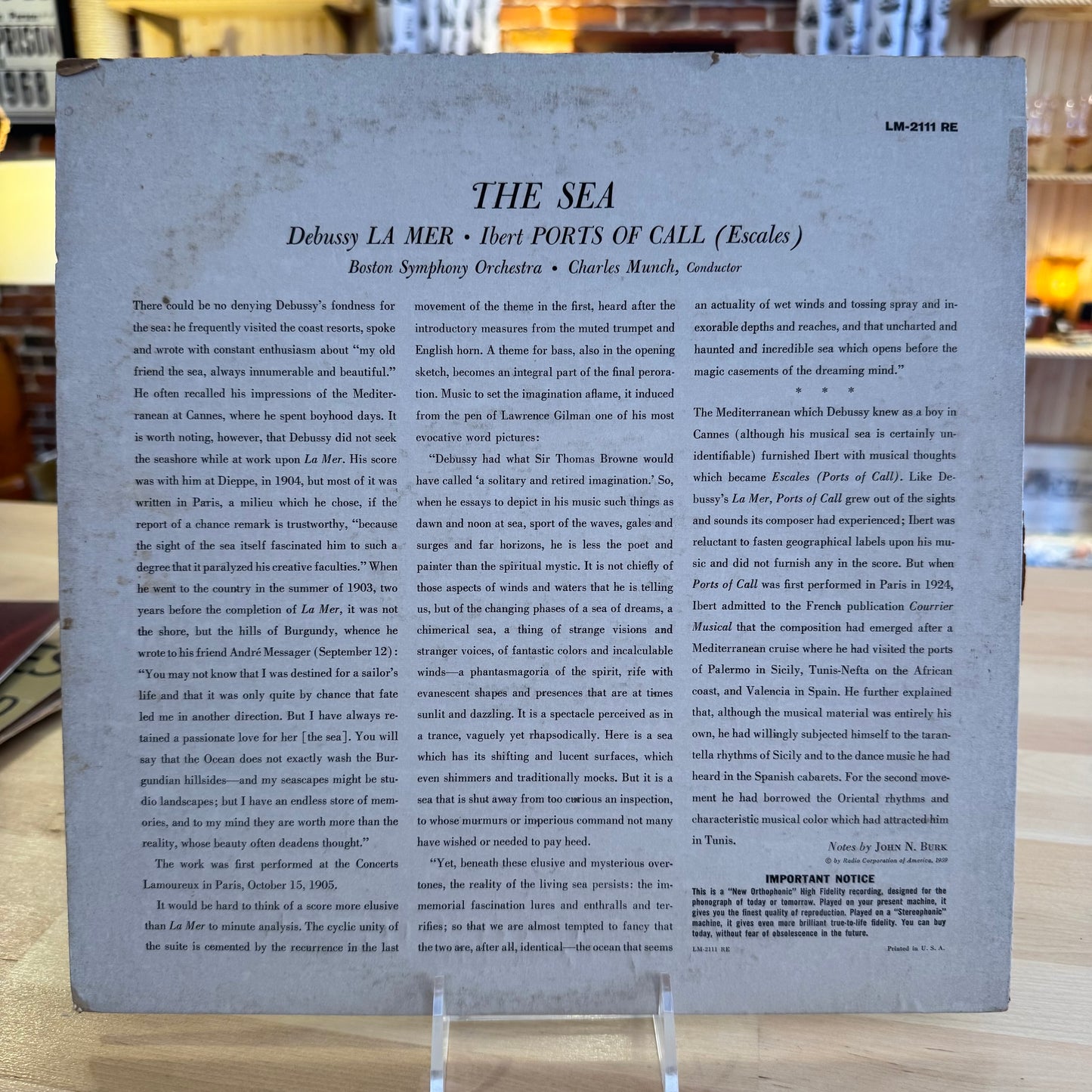 Boston Symphony Orchestra The Sea 'Debussy La Mer - Ibert Ports of Call' Vinyl