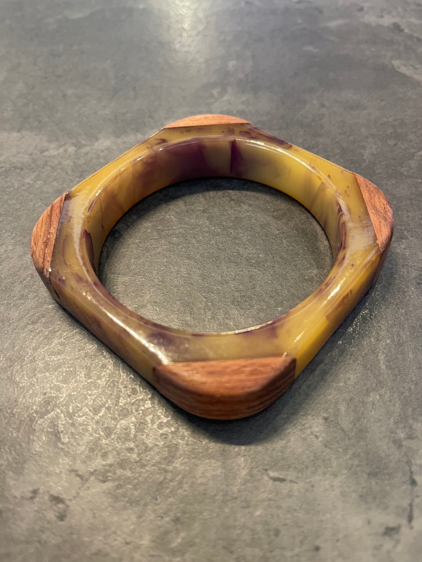 Bakelite and Wood Bangle Bracelet