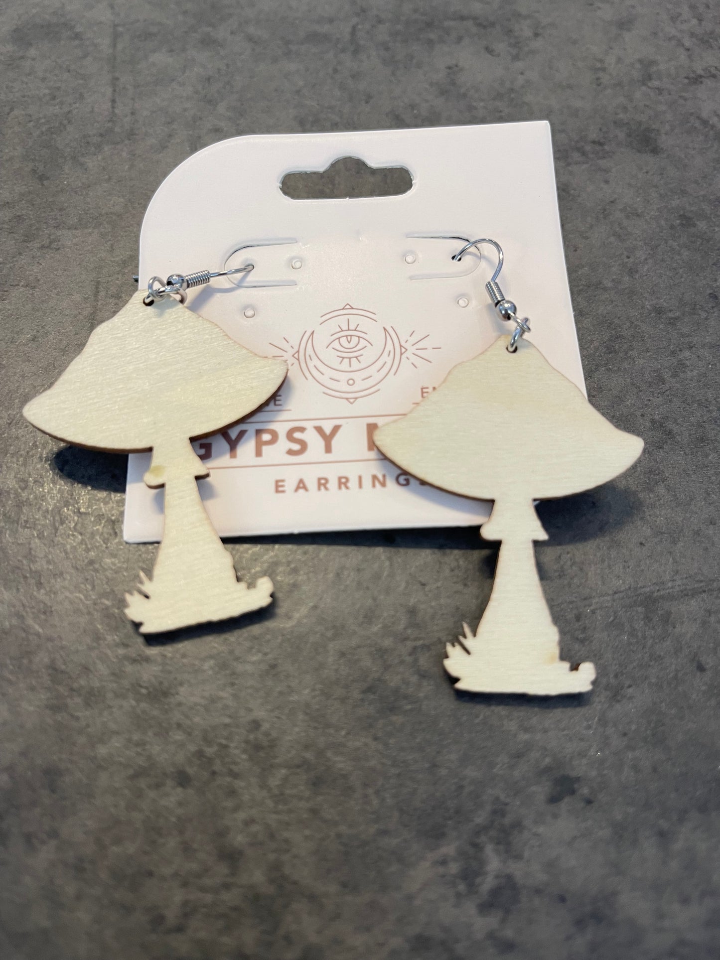 Wooden Single Mushroom Earrings