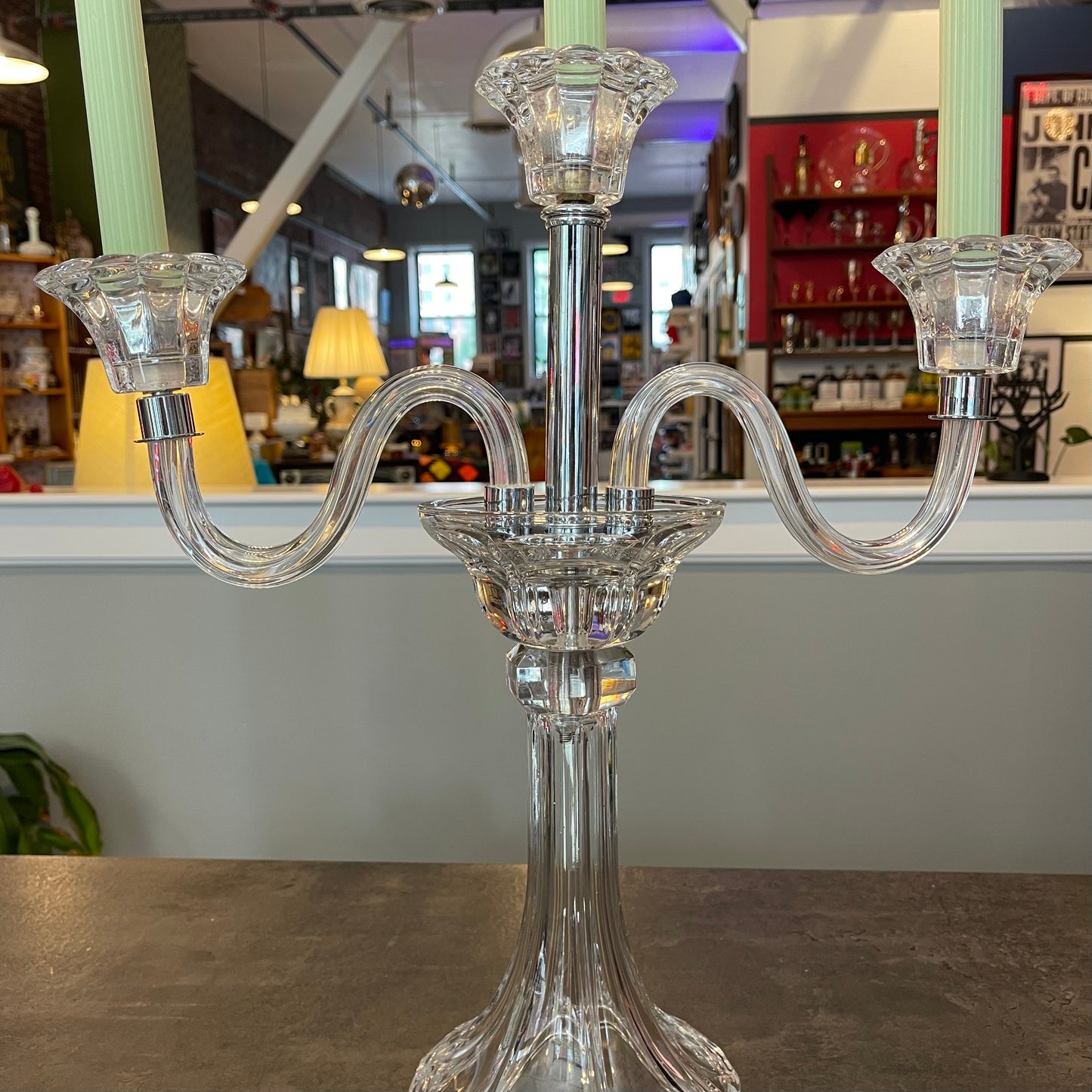 Glass and Chrome Candelabra