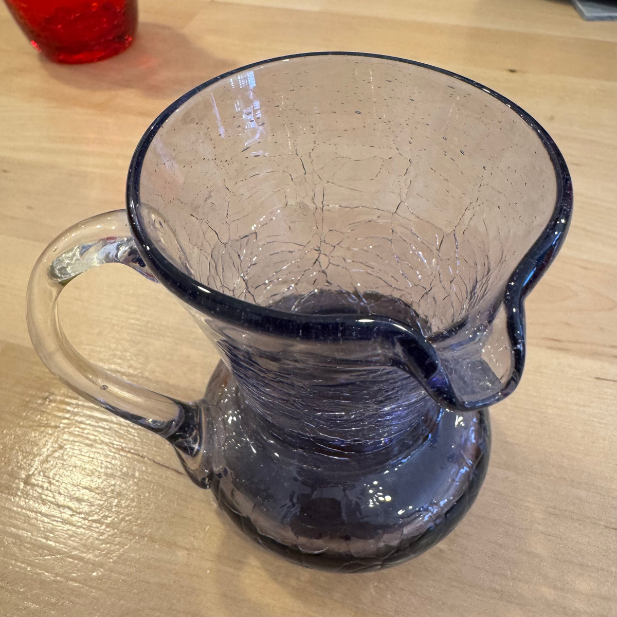 Purple Crackled Glass Creamer