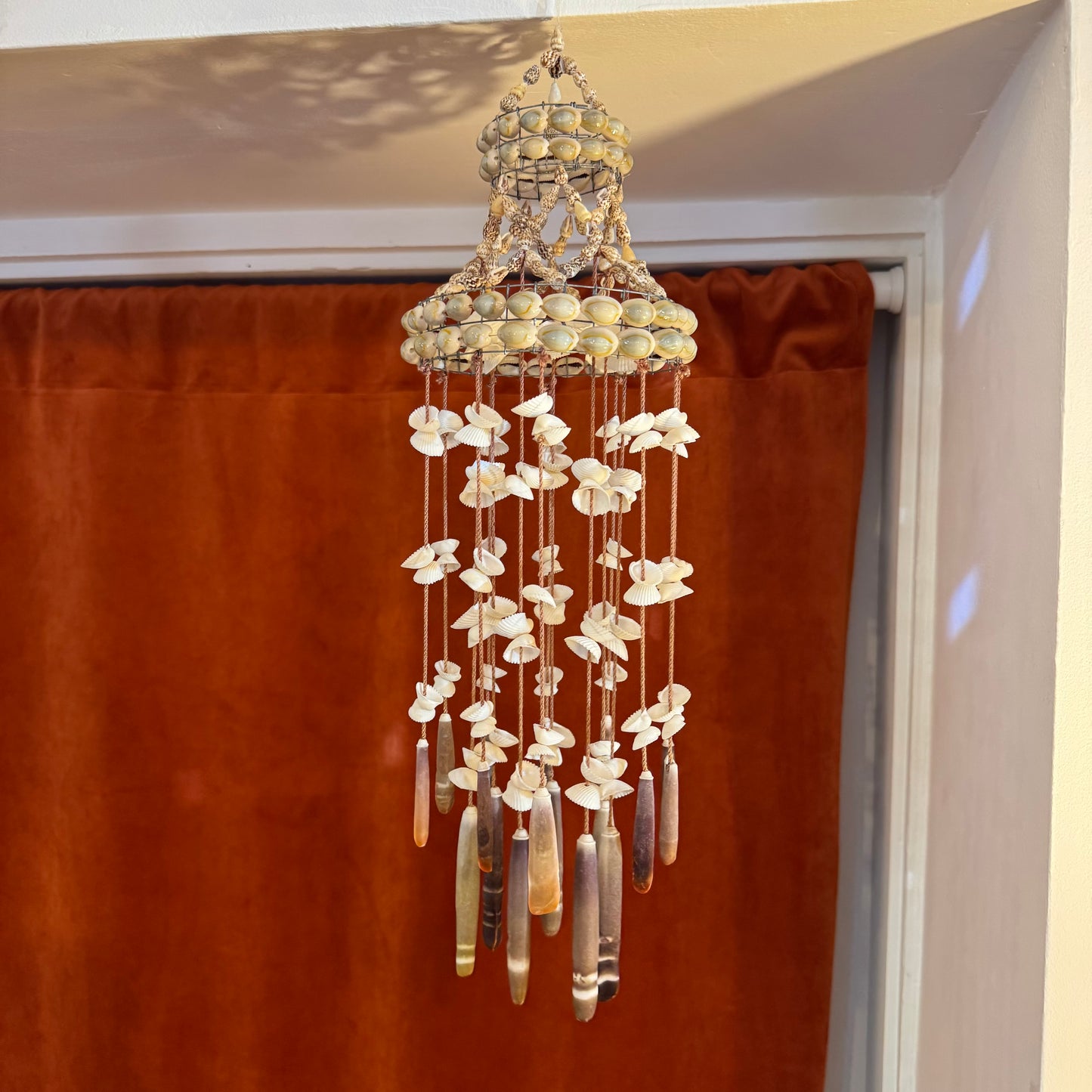 Tiered Seashell Chandelier Mobile Retro Coastal Boho Wind Chime