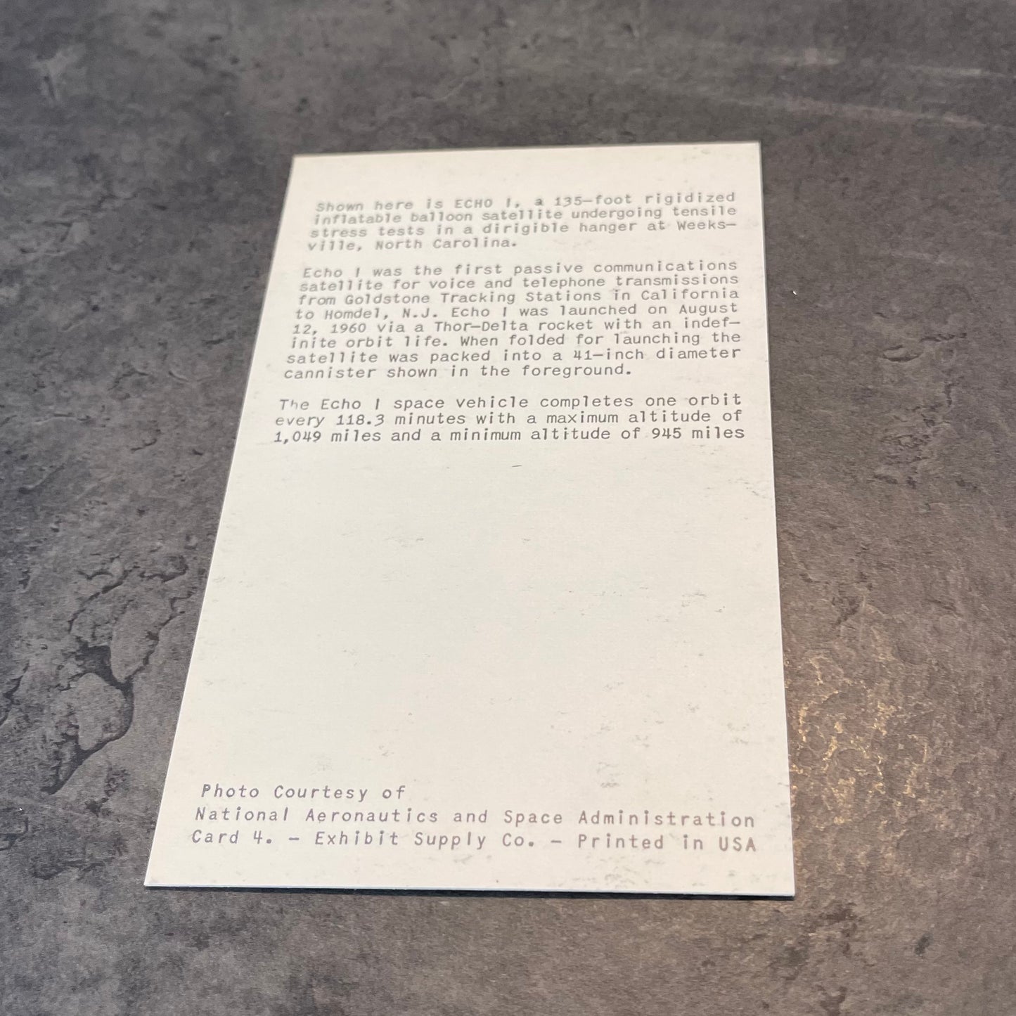 NASA Echo I Arcade Card