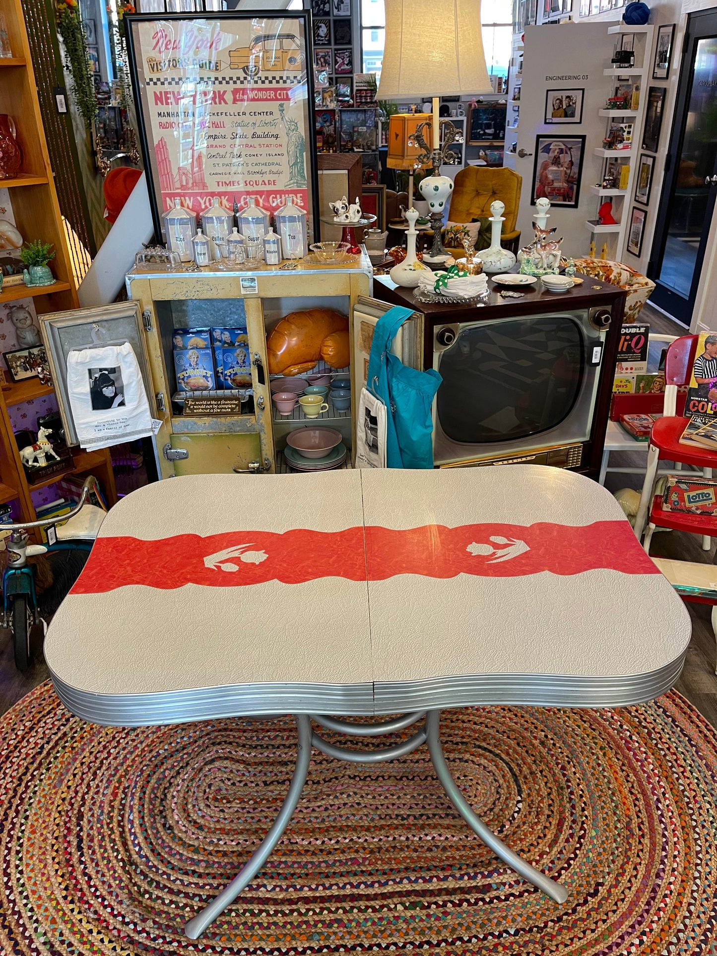 Red Stripe Formica Kitchen Table