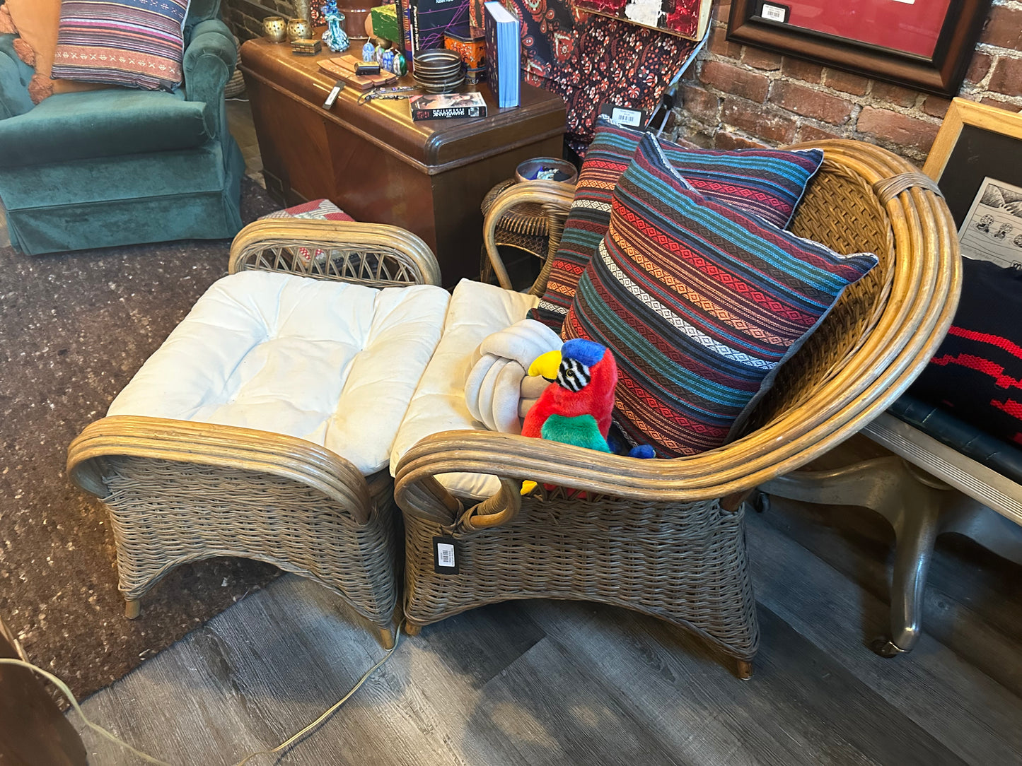Rattan Chair and Ottoman